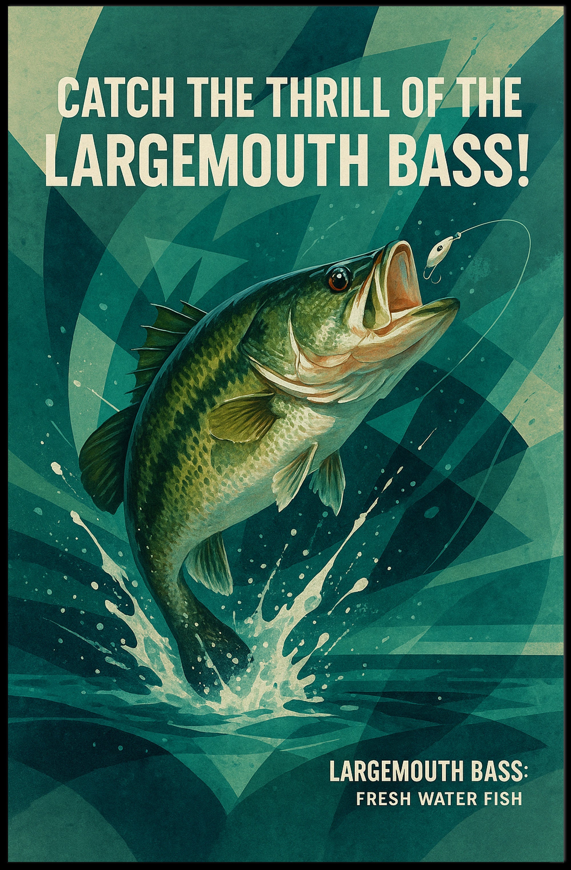Fishing Adventure Vintage Style Sports Poster