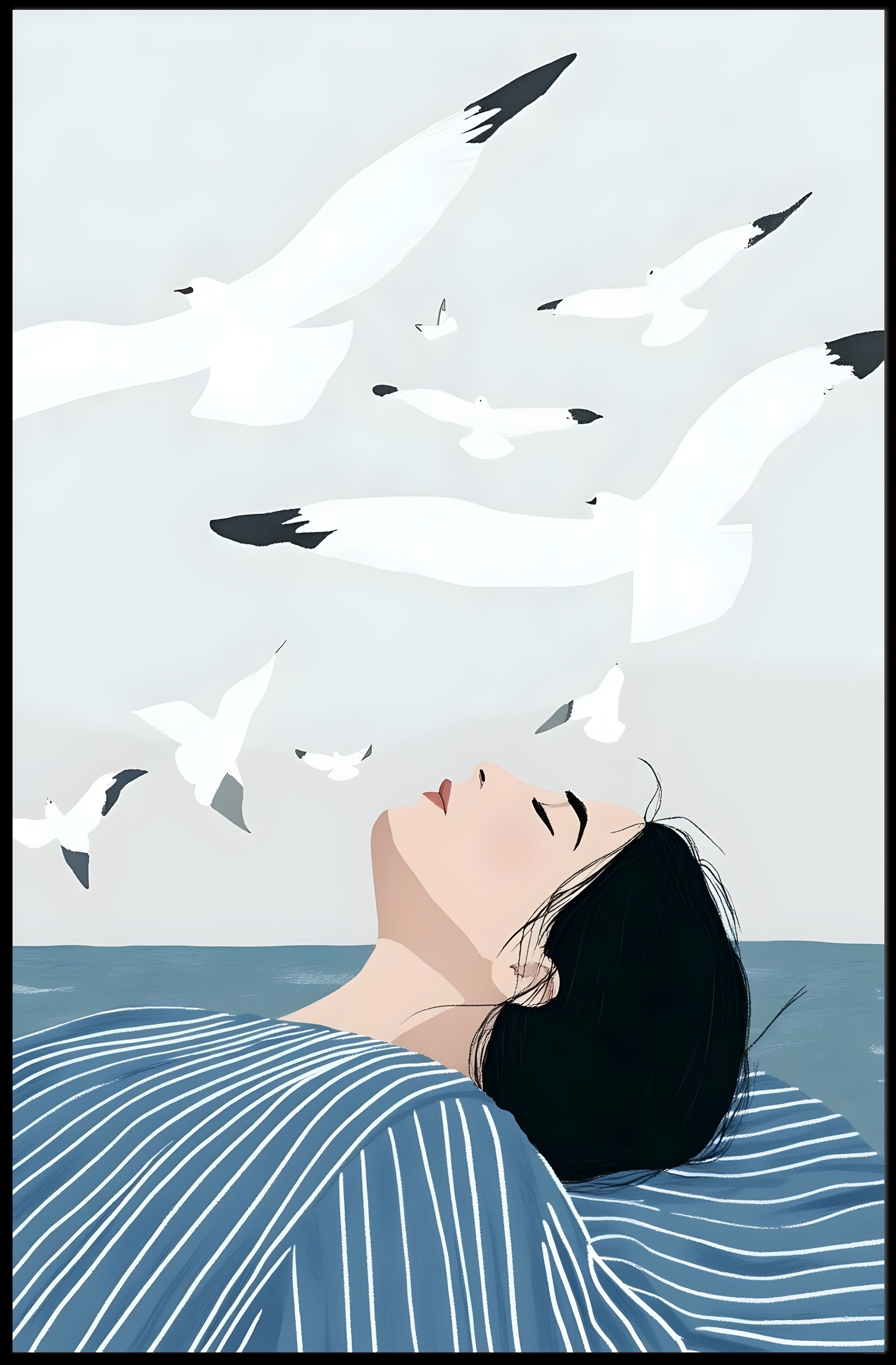 Serenity By The Sea Poster Coastal Wall Art Print