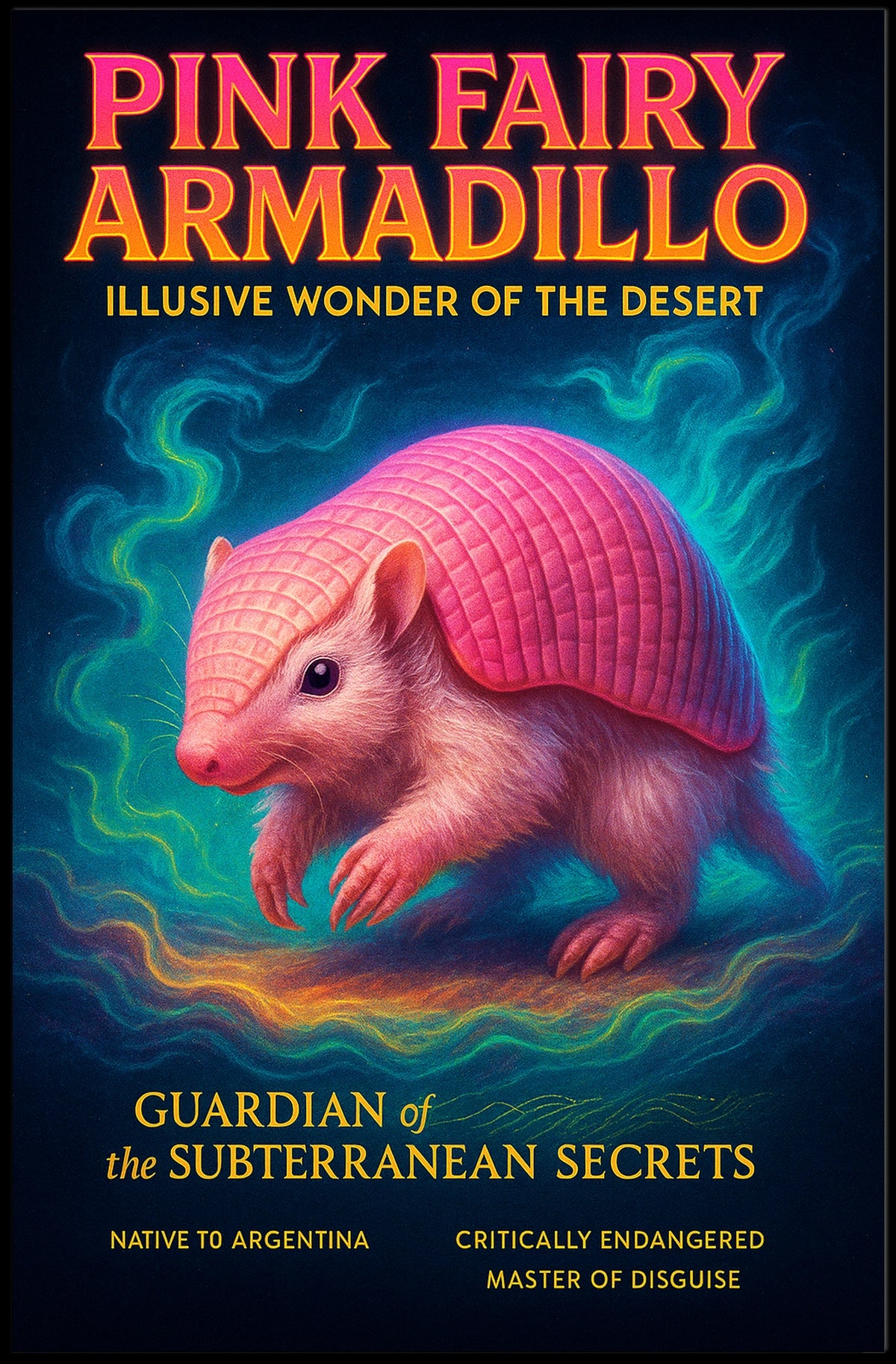 Pink Fairy Armadillo Illusive Wonder of the Desert Poster