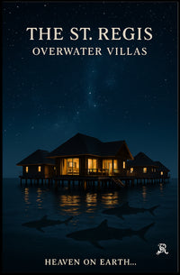 Serene Overwater Villas Nighttime Scene Travel Poster PosterGoat