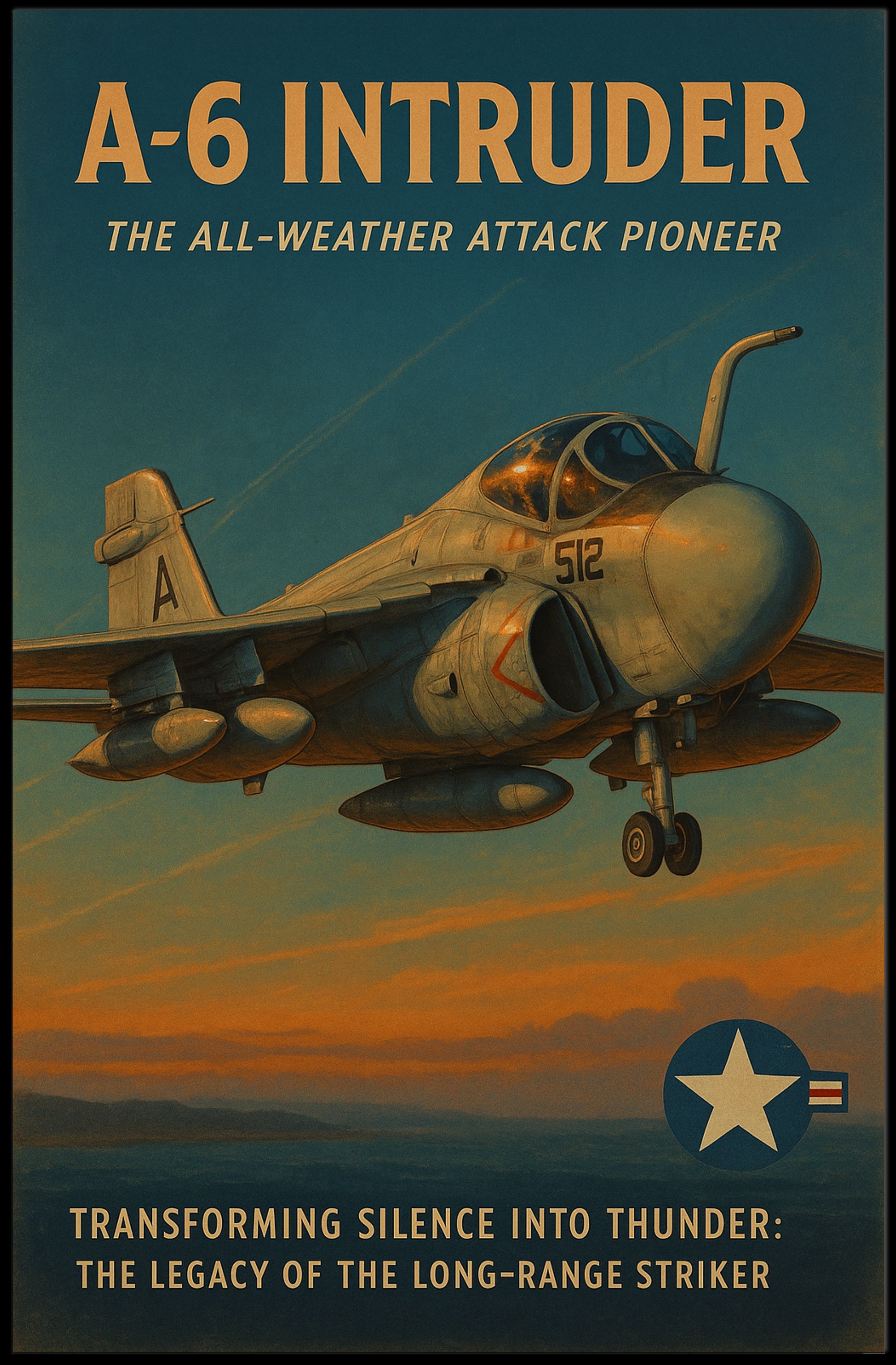 A-6 Intruder Vintage Aviation Art Military Recruitment Poster