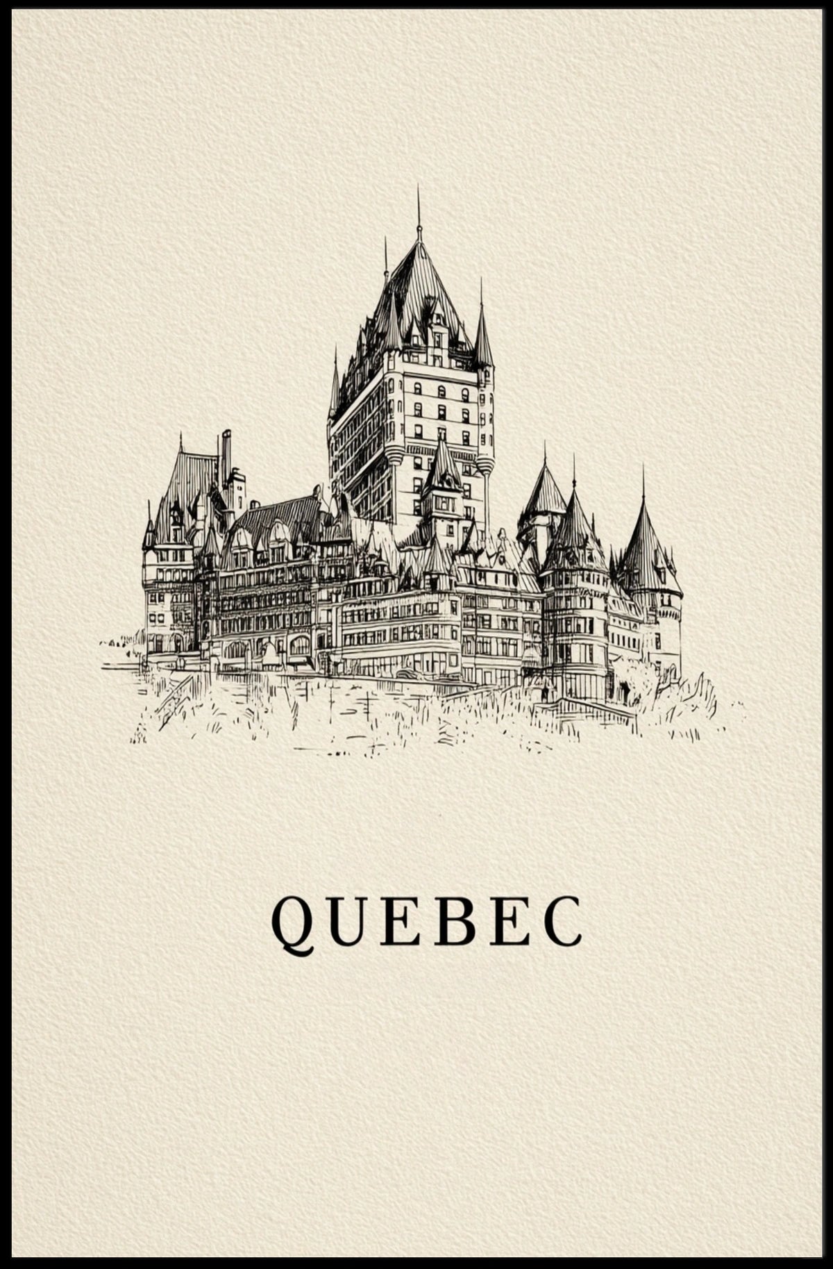 Quebec Architectural Illustration Poster