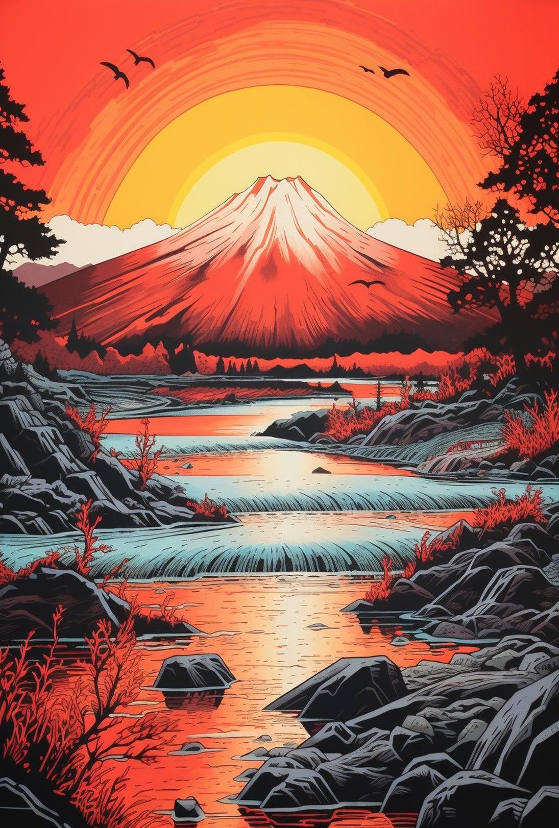 Mount Fuji Serenity Japanese Travel Poster