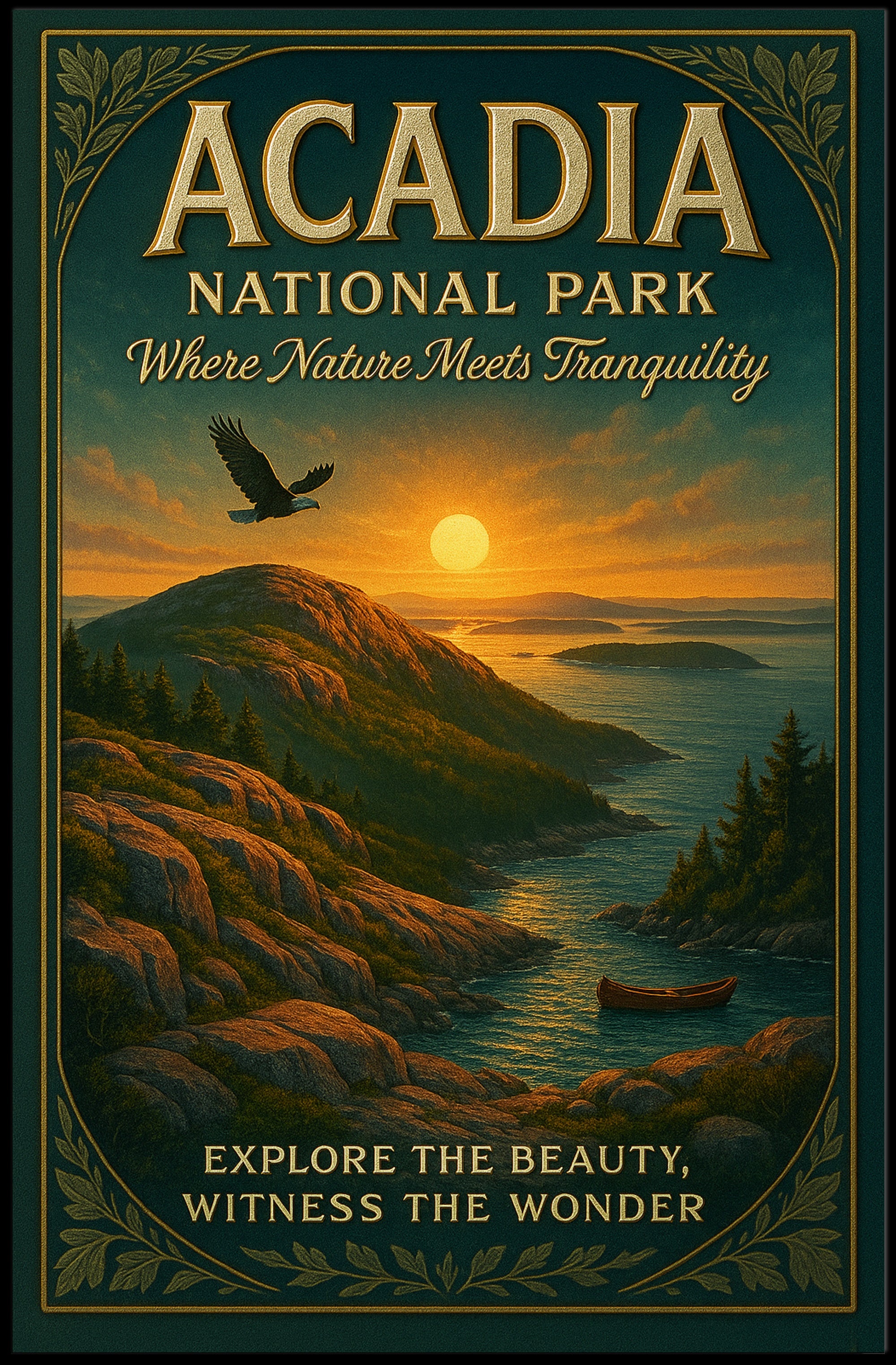 Serene Sunset Over Acadia National Park Landscape Poster