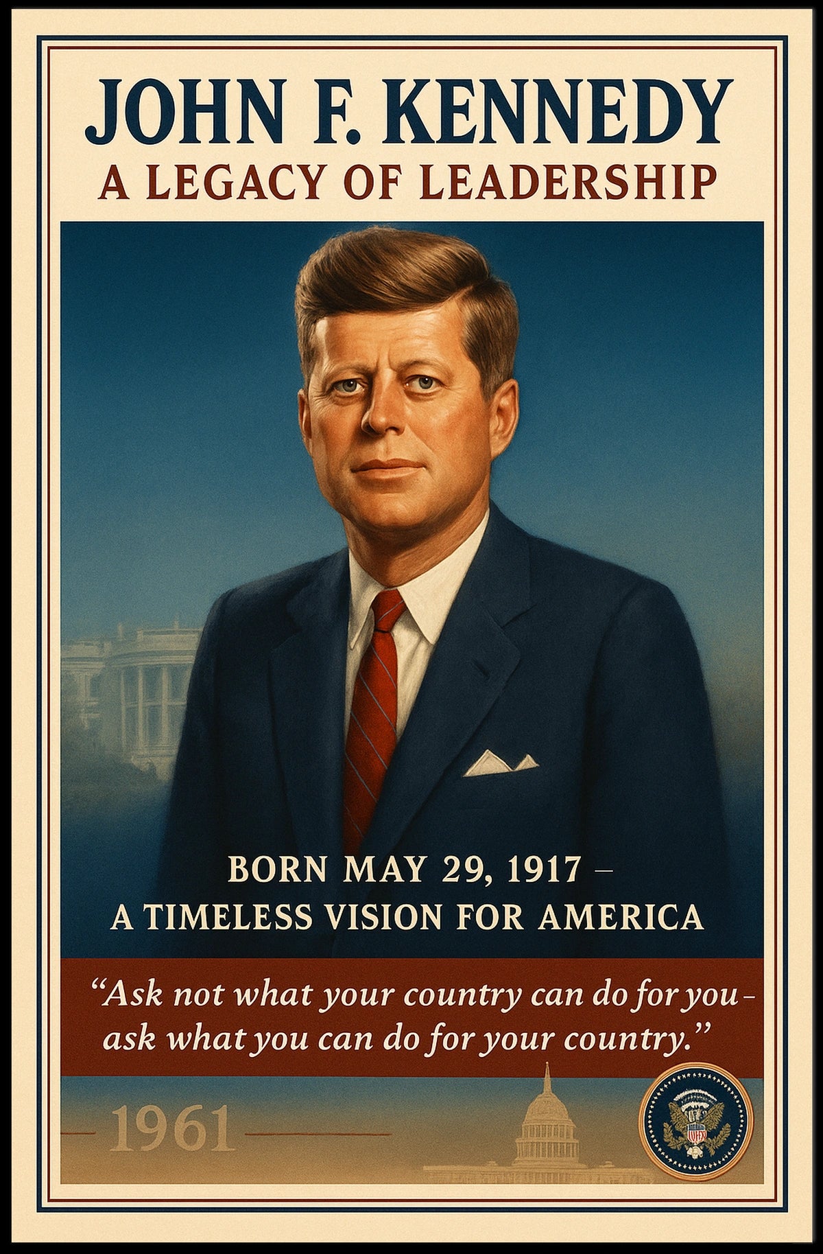JFK Legacy Vintage Patriotic Poster for Inspiration