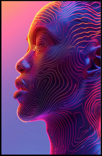 Futuristic Neon Human Profile Abstract or Artistic Poster PosterGoat