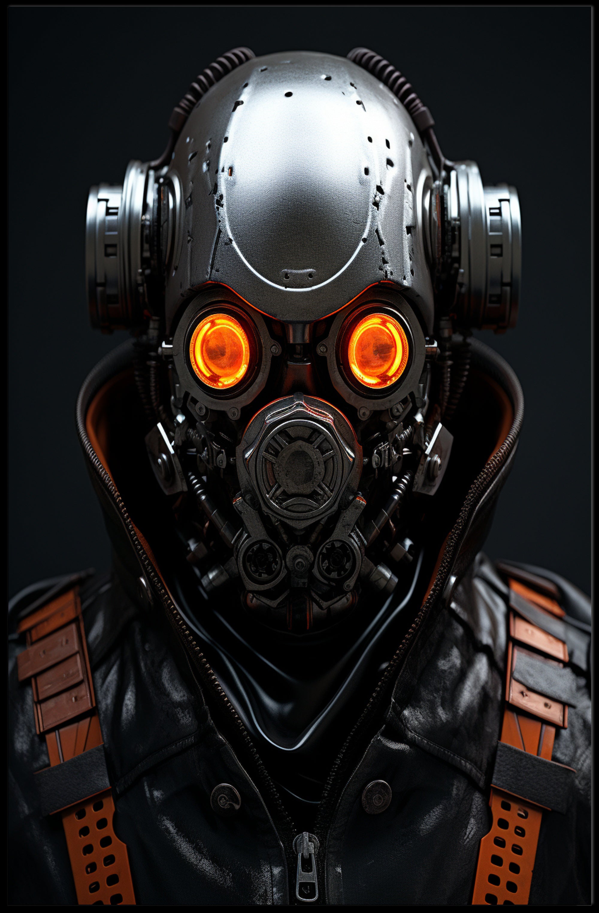 Futuristic Cyborg Portrait Poster PosterGoat