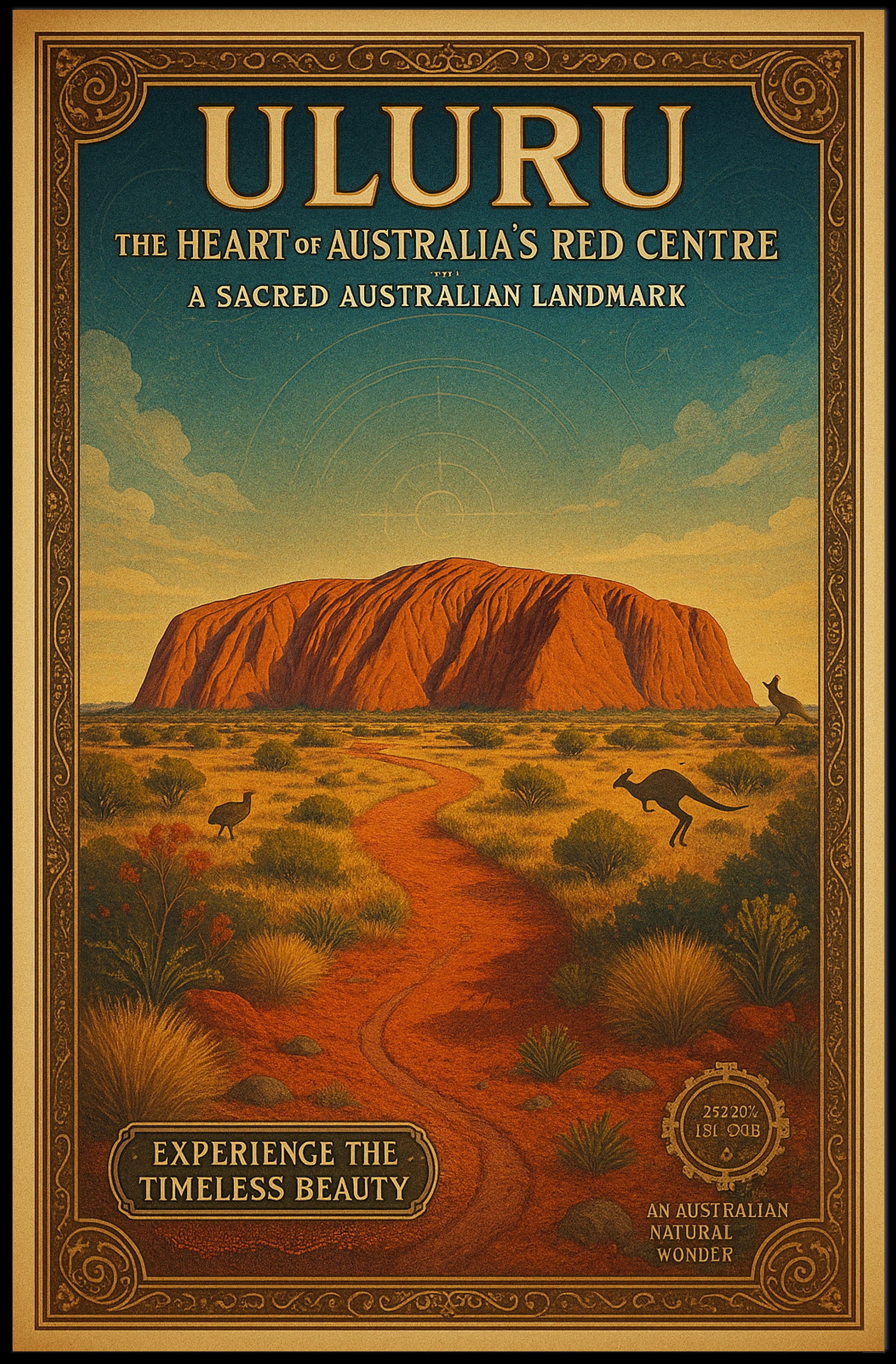 Uluru Vintage Travel Poster Wall Art Print