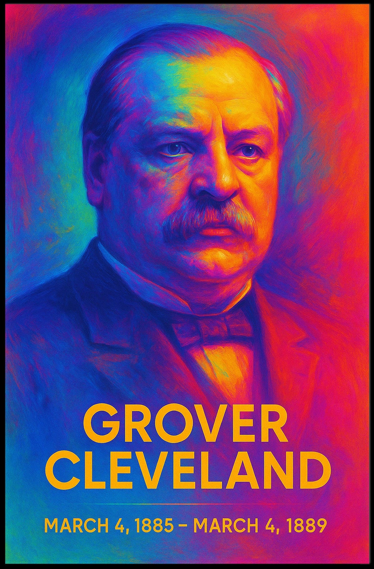 Grover Cleveland 22nd President of the United States Neon Gradient Overlay Poster