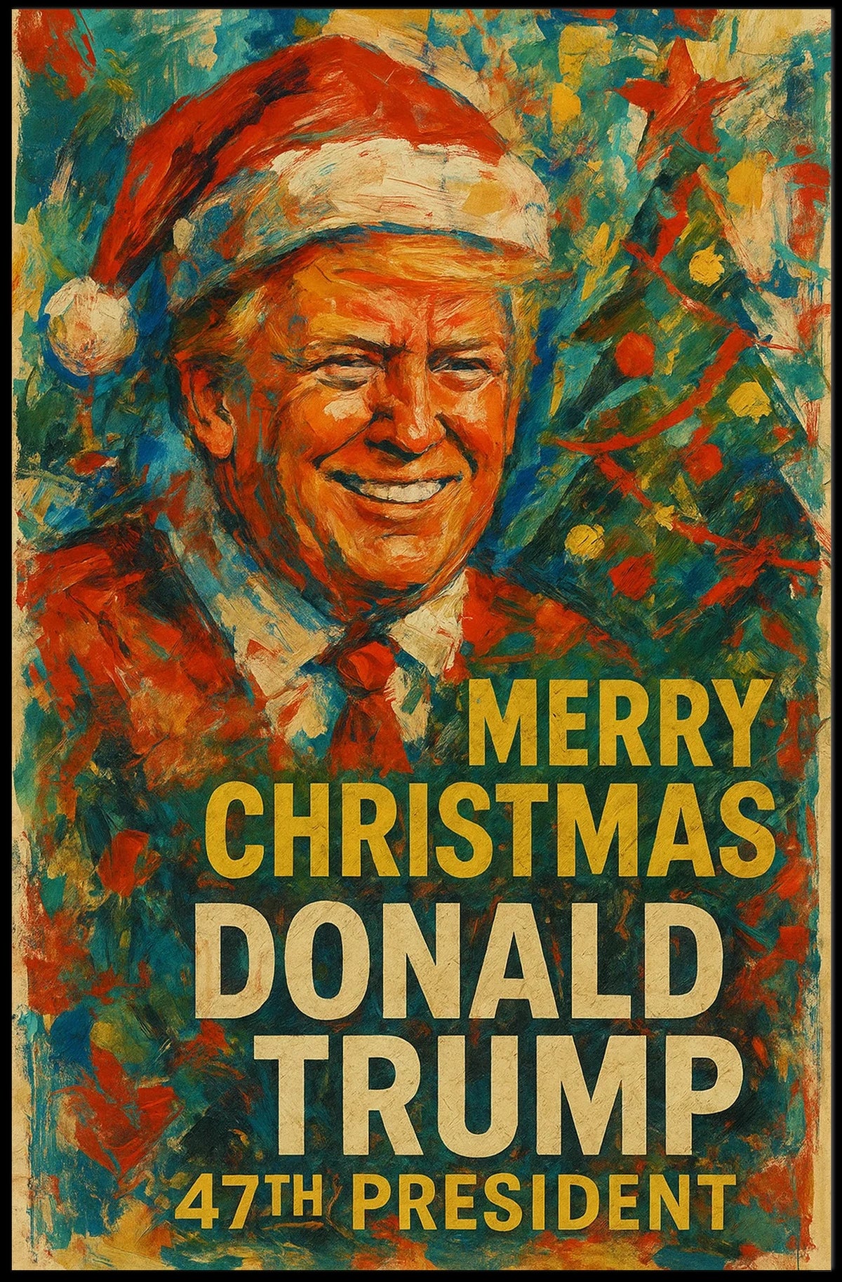 Festive Political Figure with Christmas, Political or Propaganda Poster