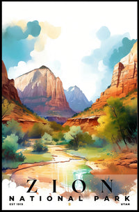 Zion Watercolor Wall Art Poster
