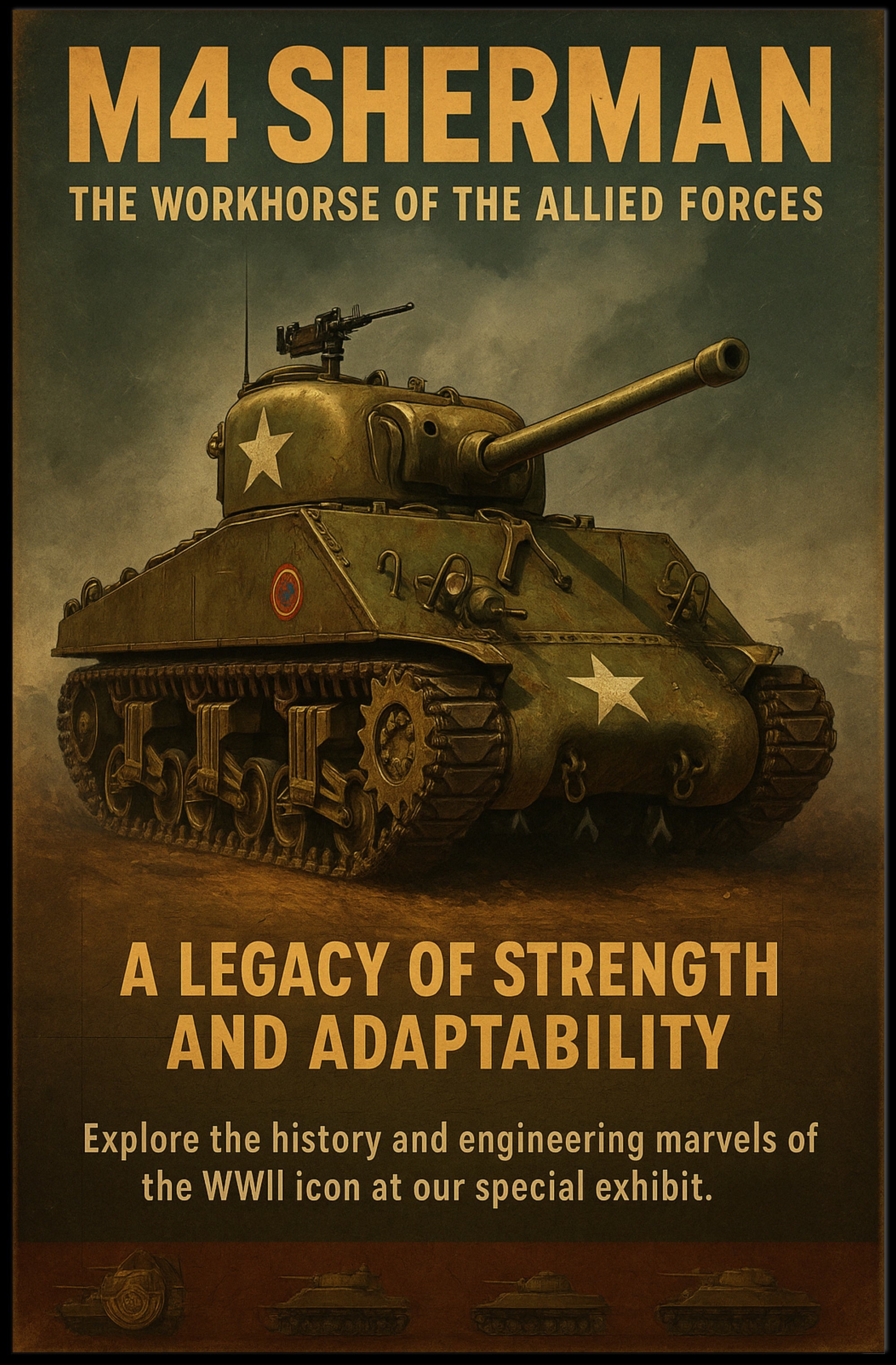 M4 Sherman Vintage Poster Military Tank Print