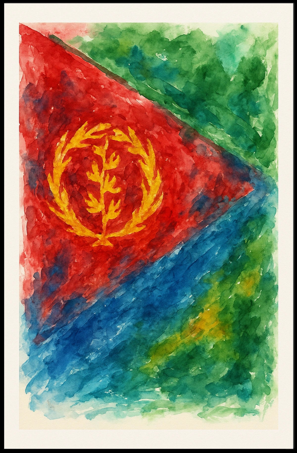Eritrean Flag Watercolor Art Poster