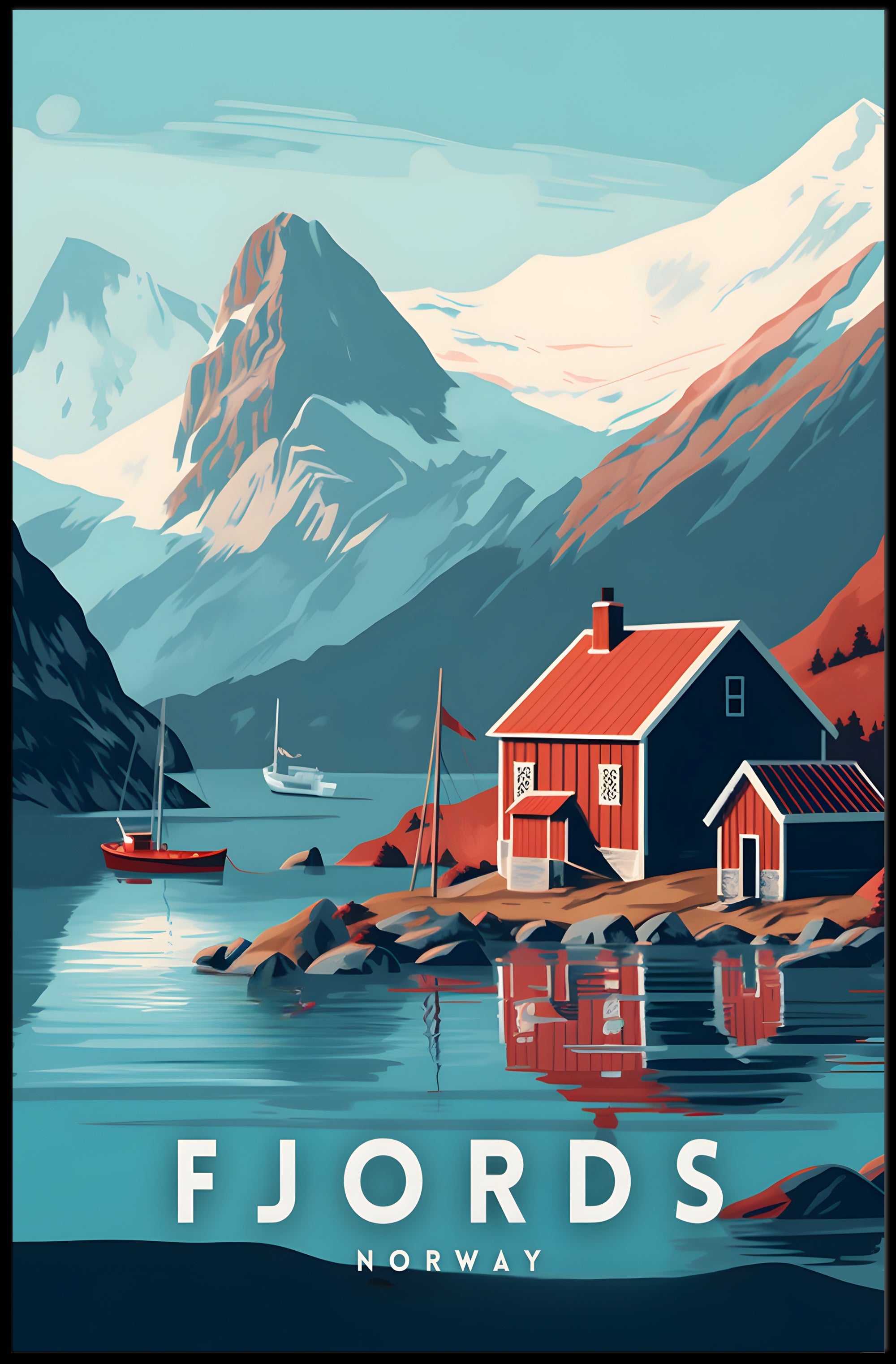 Norwegian Fjord Landscape Scenic Travel Poster