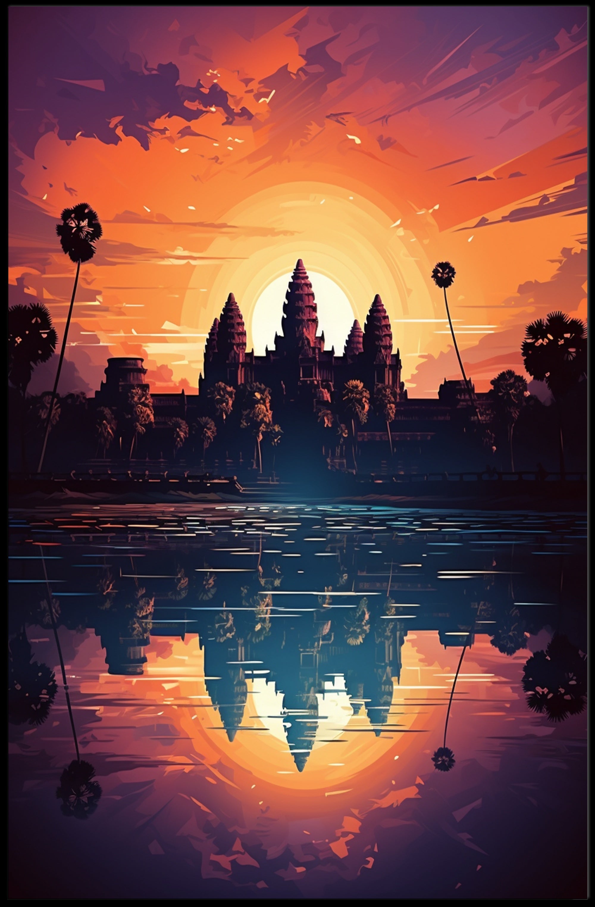 Sunset Over Angkor Wat Poster