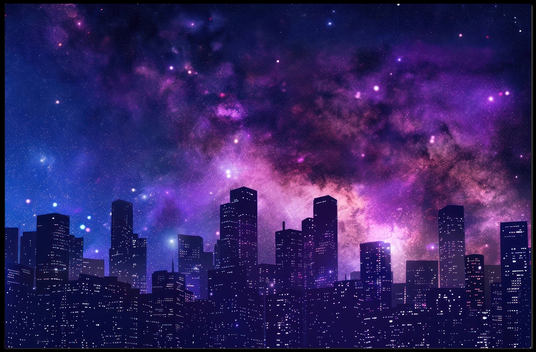 Cityscape Under the Stars Poster