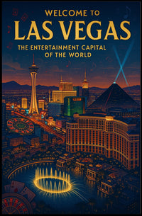 Las Vegas Poster For Home Decor Iconic Skyline Neon Lights