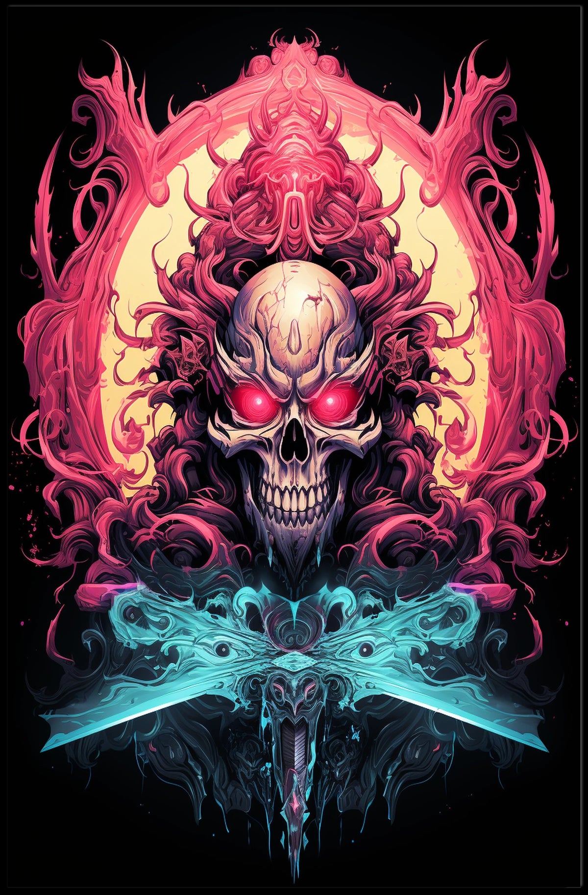 Menacing Skull Artistic Design Abstract Poster