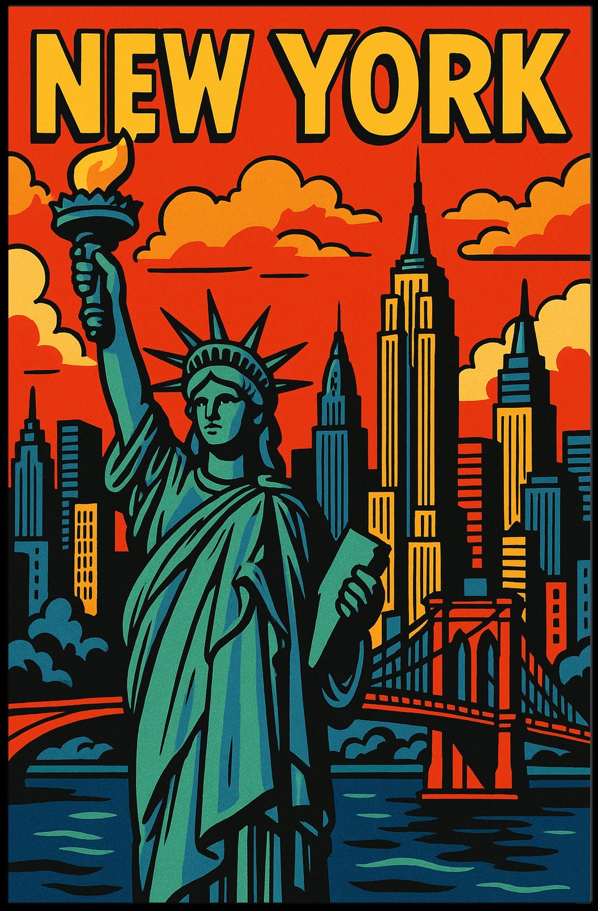 New York City Iconic Landmarks Poster