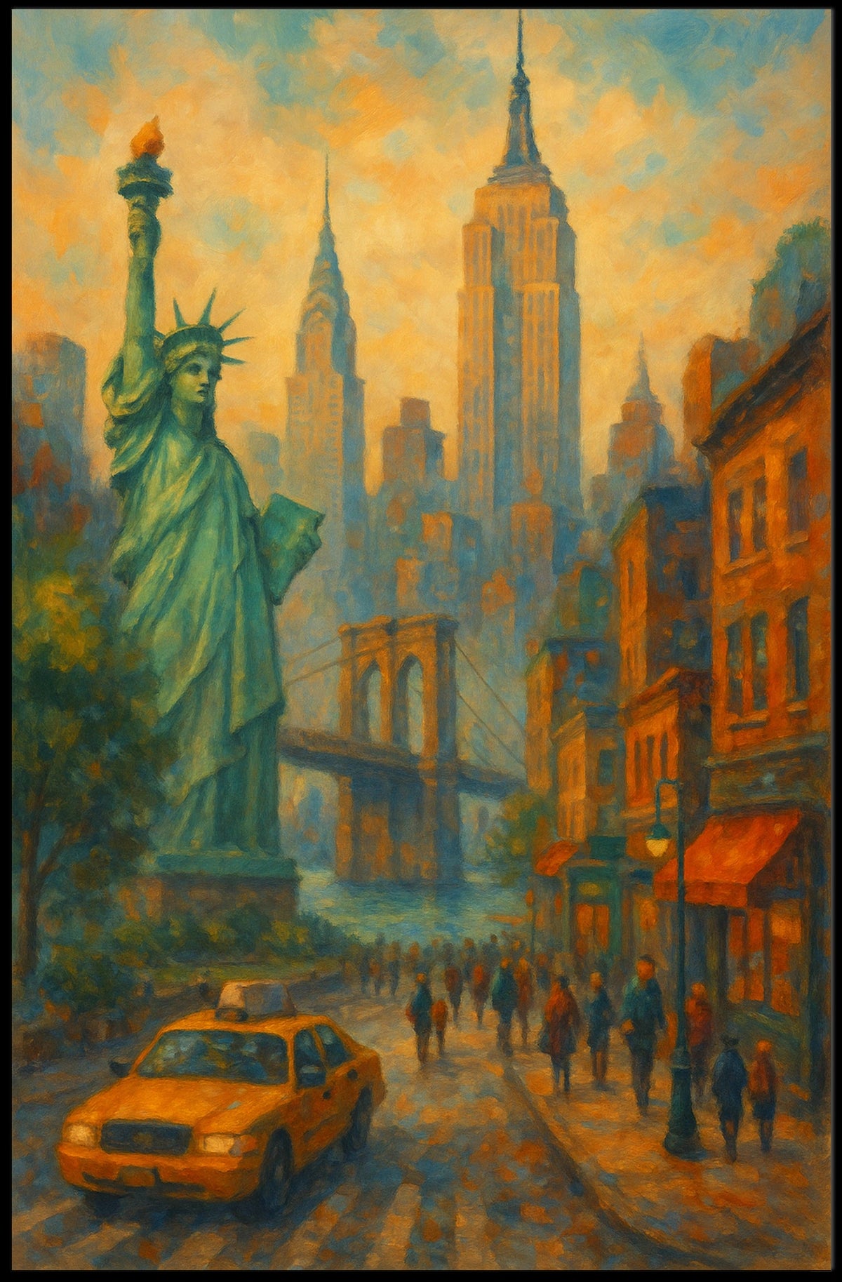 New York City Skyline Poster Modern Travel Wall Art
