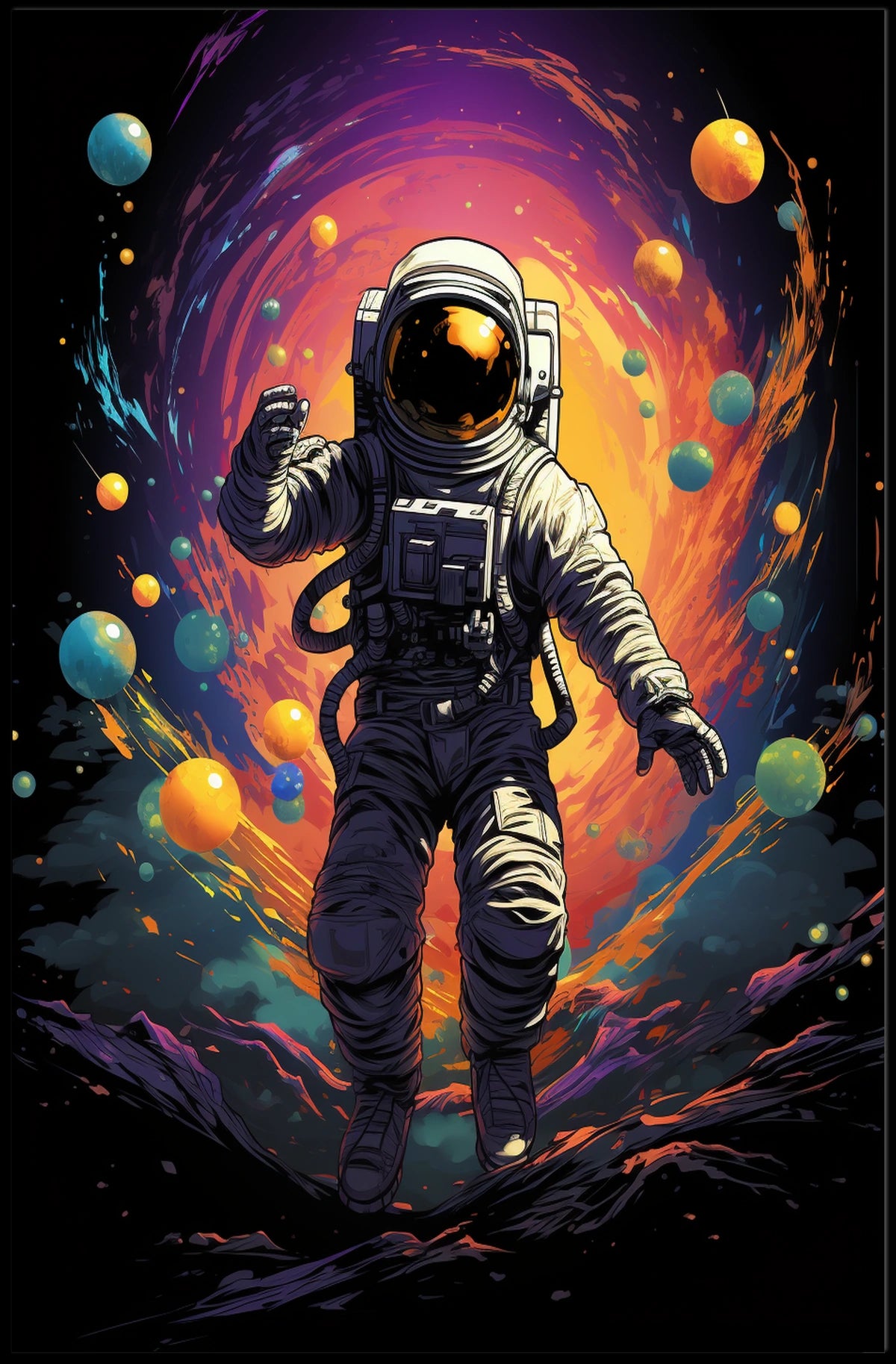 Cosmic Odyssey Astronaut Art Surrealism Dreamers Poster