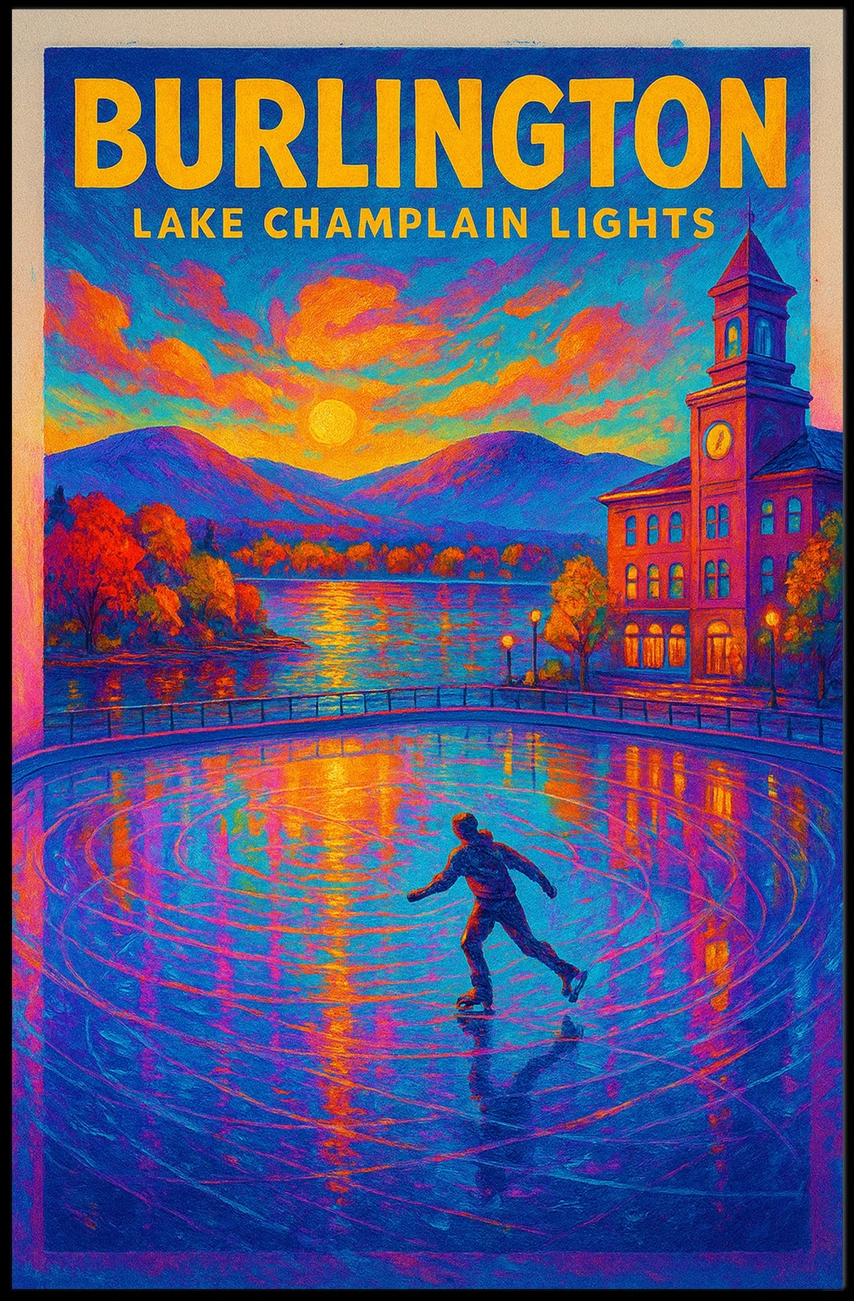 Burlington Lake Champlain Lights Poster