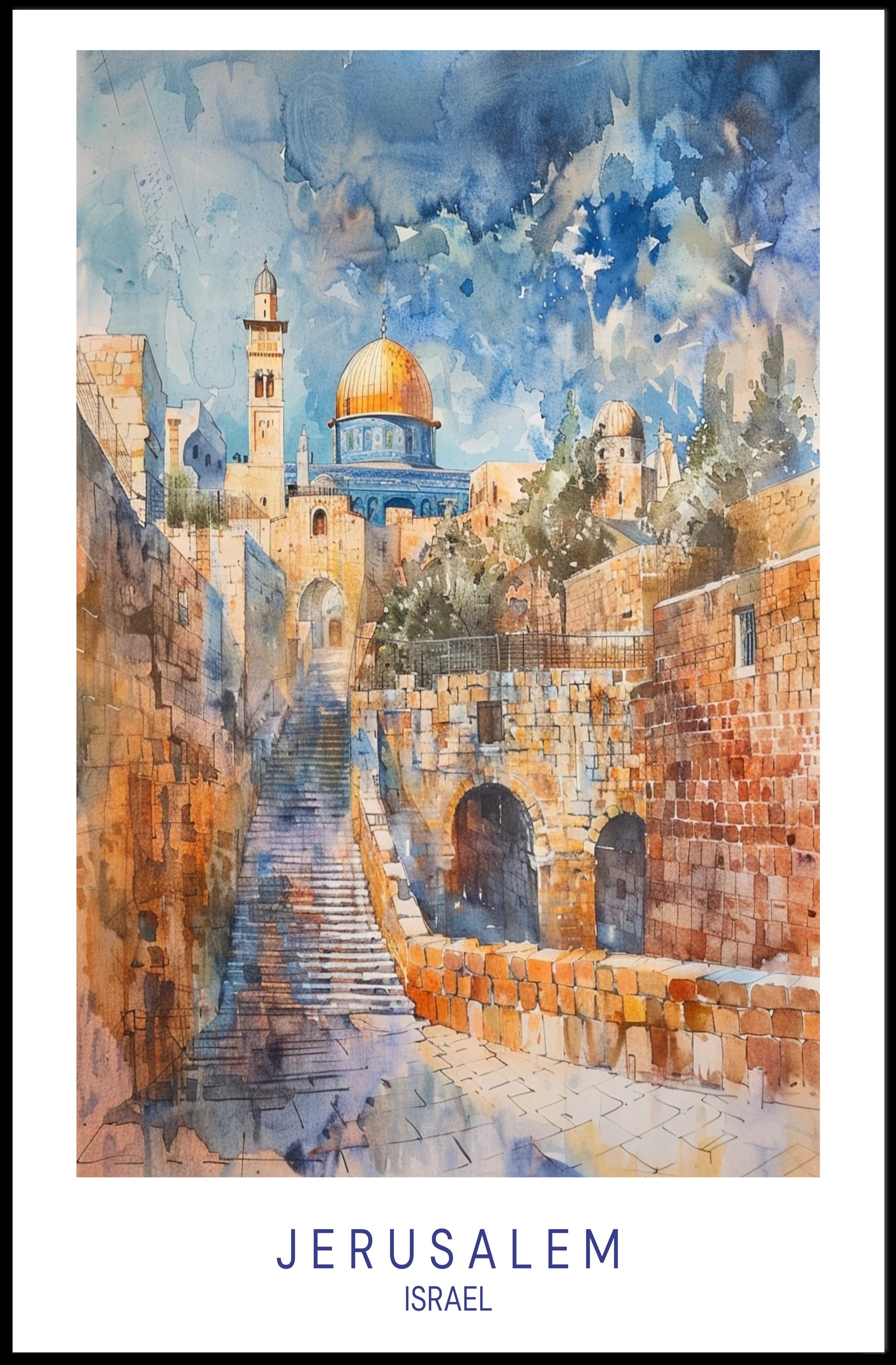 Jerusalem Dome of the Rock Urban Cityscape Poster PosterGoat