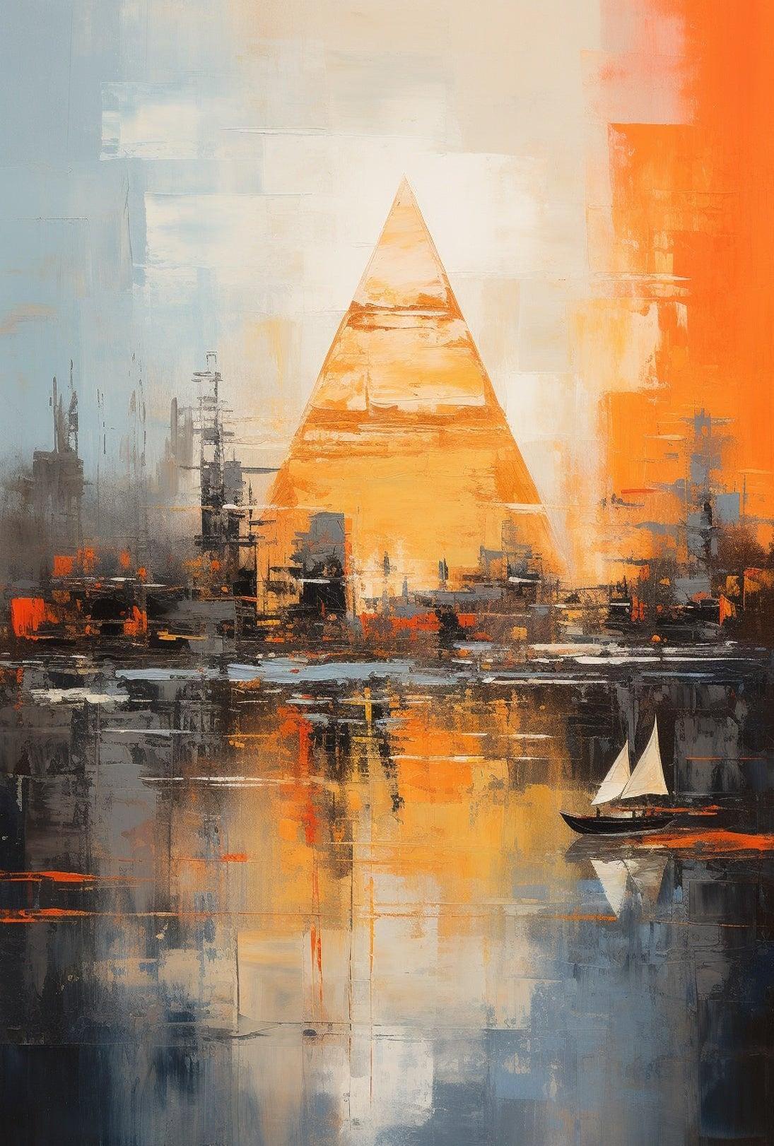 Pyramid Oasis Dreamscape Abstract Artistic Poster