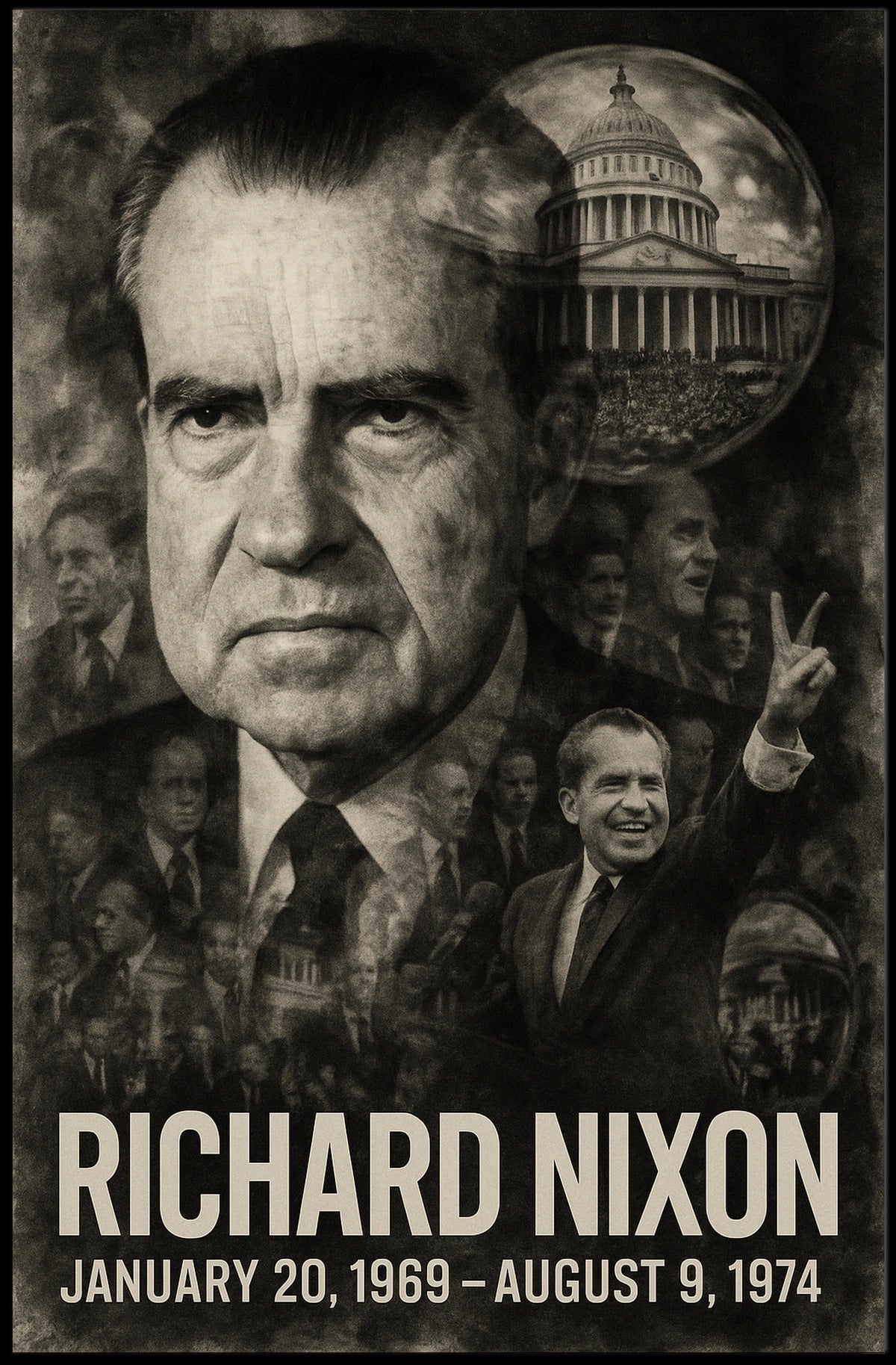 Richard Nixon 37th President of the United States Double Exposure Poster