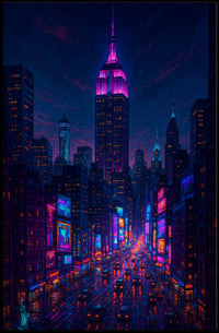 New York City Poster Modern Neon Nightlife Wall Art
