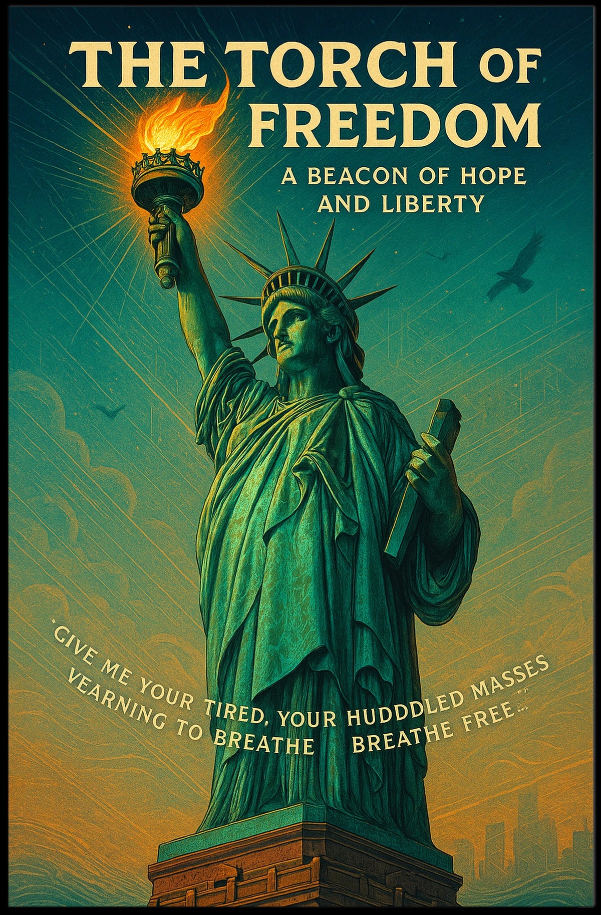 Statue of Liberty Vintage Patriotic Travel Poster