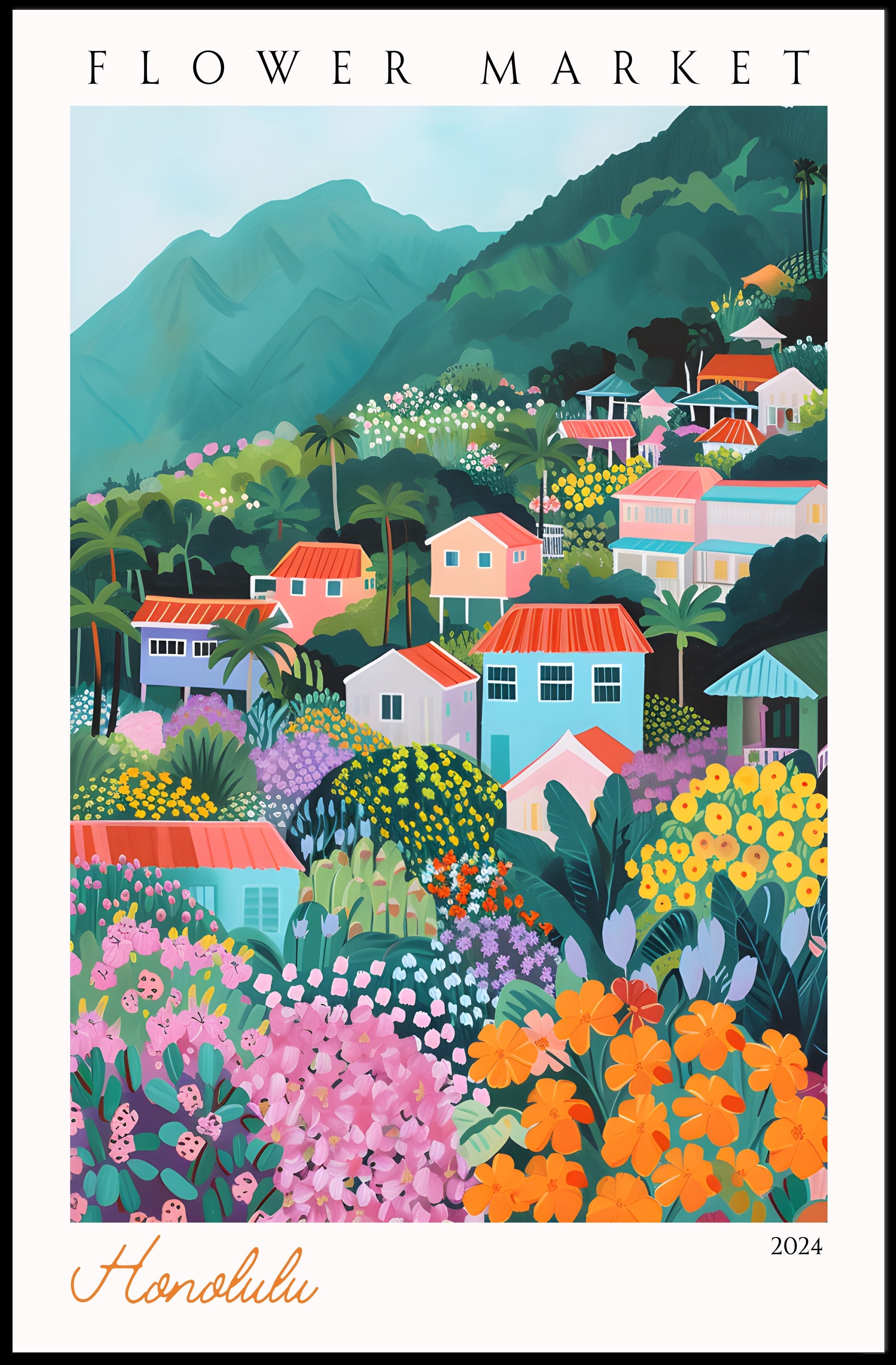 Vibrant Floral Paradise Poster PosterGoat
