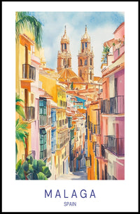 Colorful Streets of Malaga Poster PosterGoat