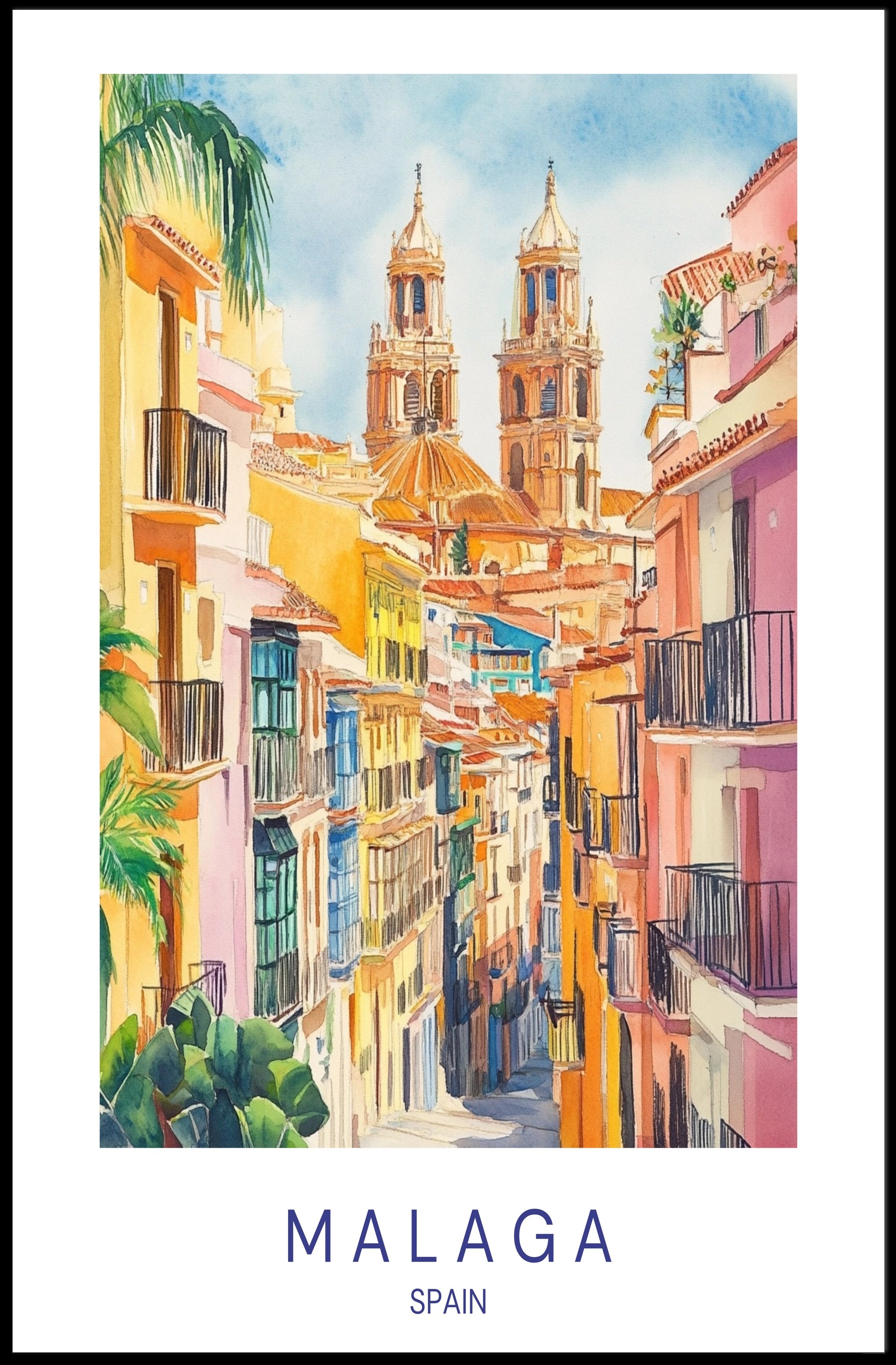 Colorful Streets of Malaga Poster PosterGoat