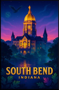 Illuminated Landmark in South Bend Poster