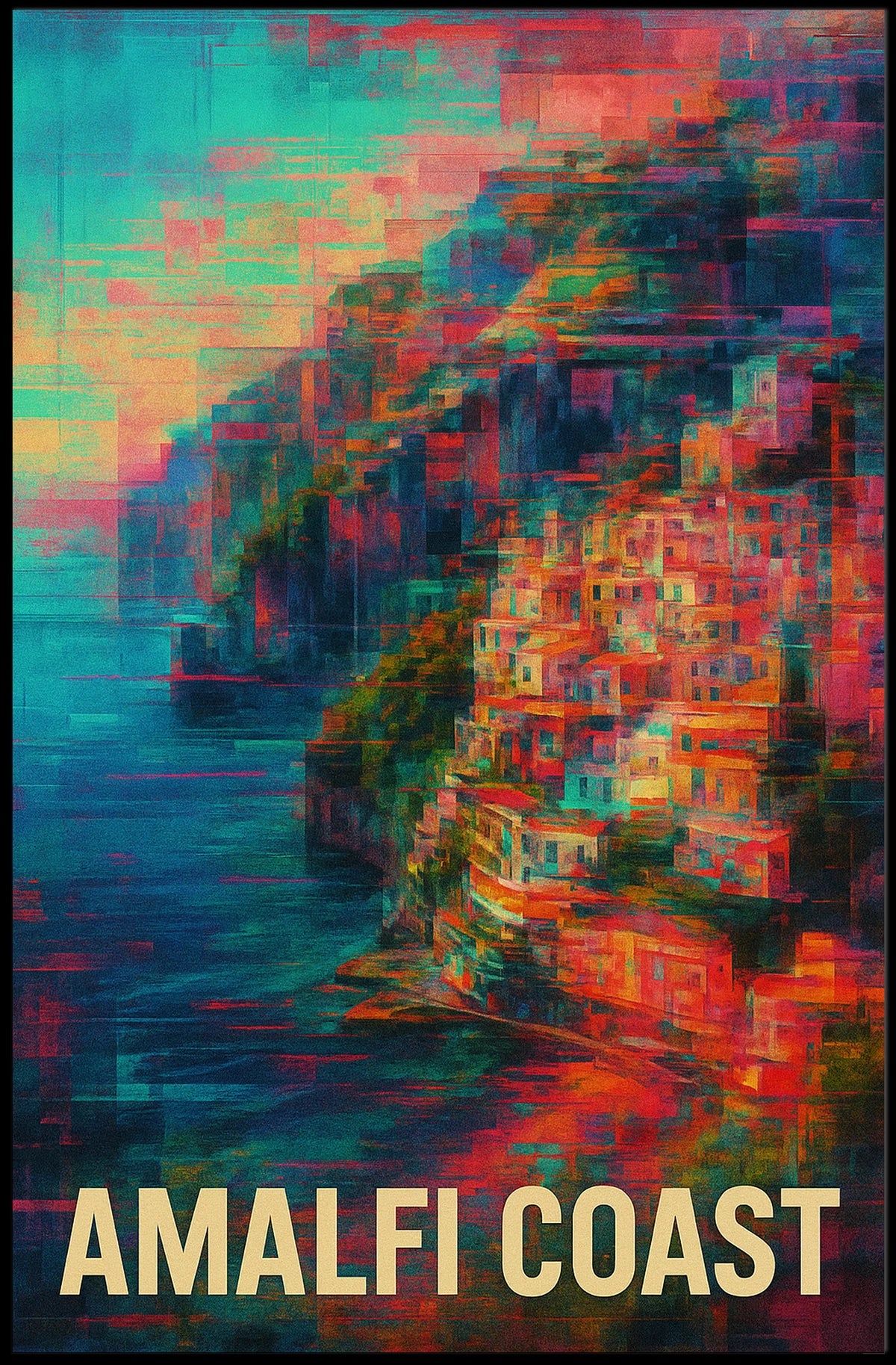 Amalfi Coast Vibrant Escape Poster Coastal Wall Art
