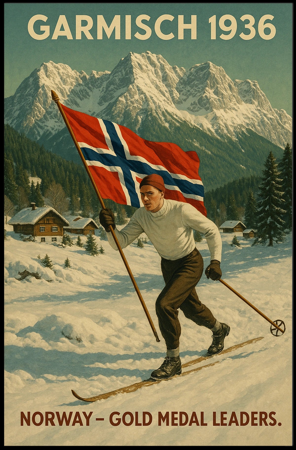 Garmisch 1936 NorwayS Skiing Triumph Poster