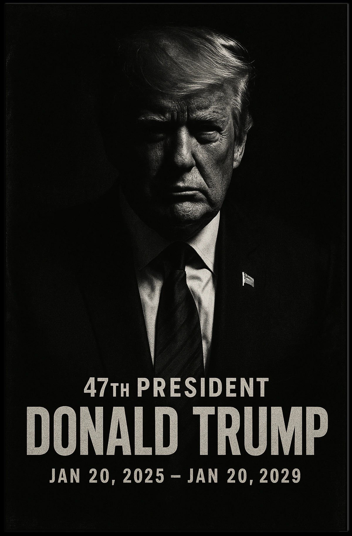 Trump Resolute Leadership Cinematic Portrait Patriot State Pride Home Decor Poster