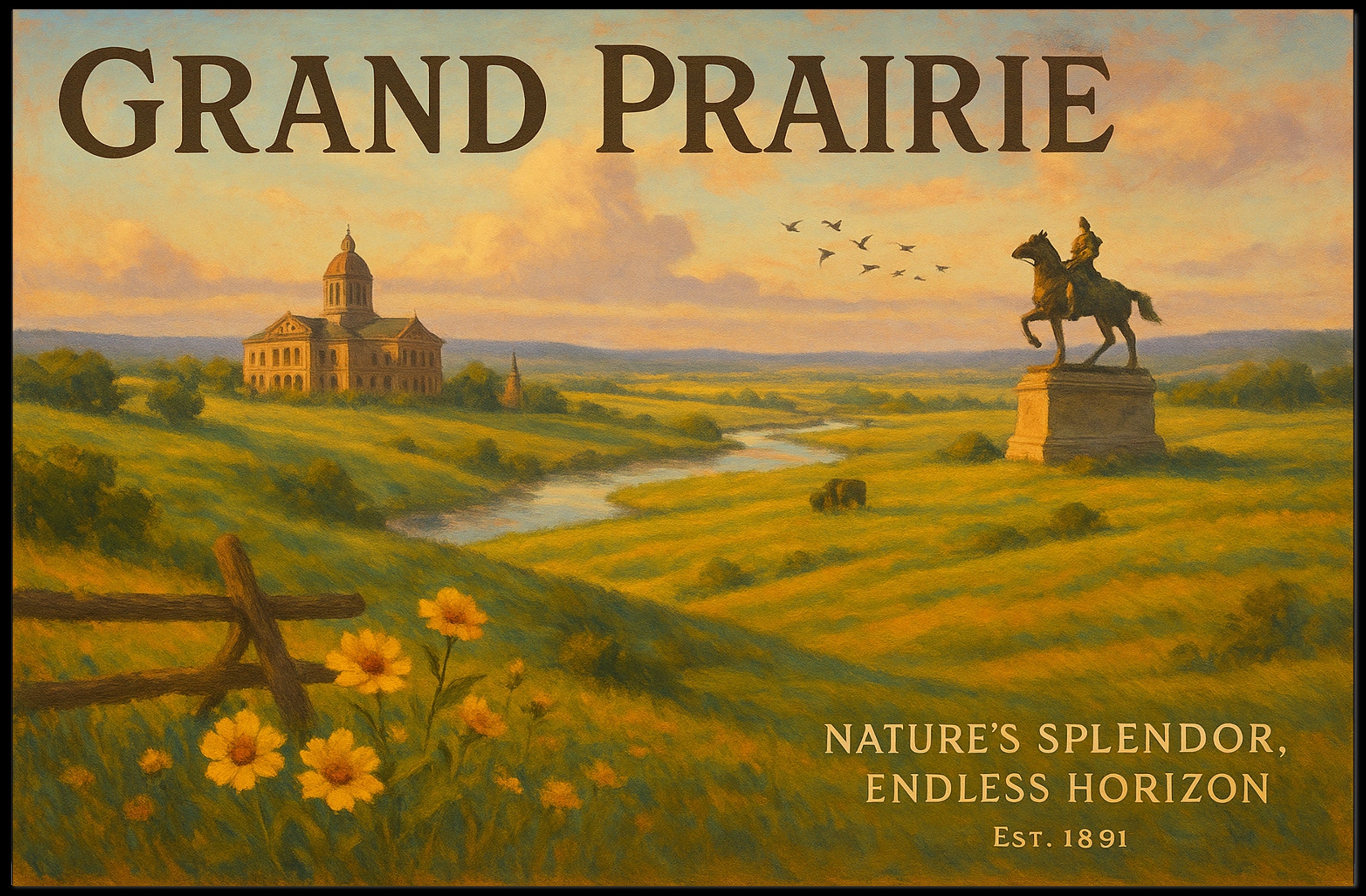 Grand Prairie Travel Poster Art Print