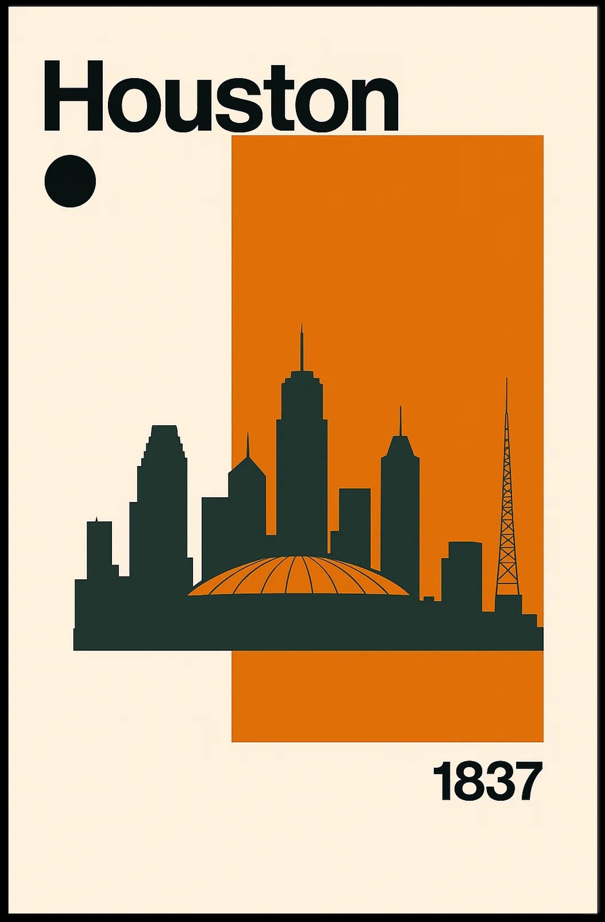 Houston Cityscape Silhouette Art Print Travel Poster