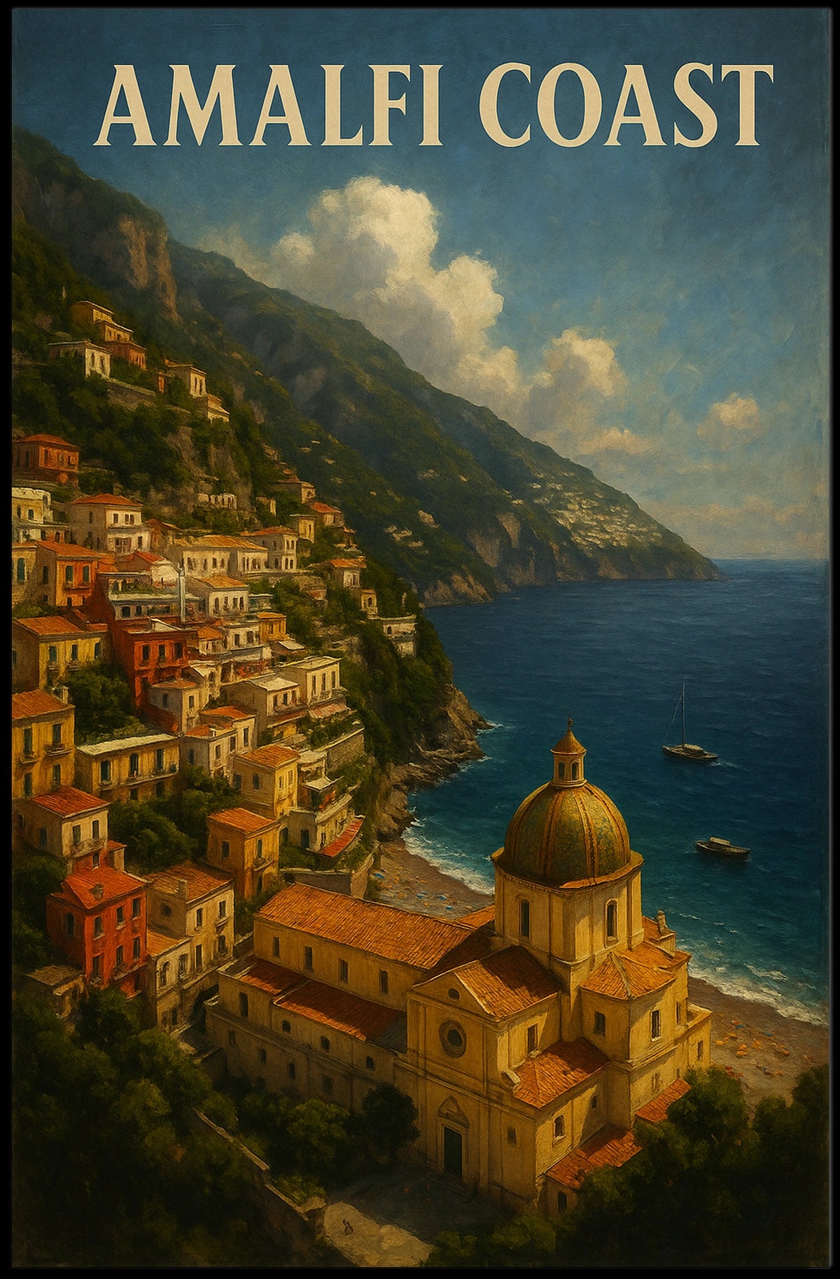 Amalfi Coast Poster Wall Art Decor 18x24 Coastal Scene