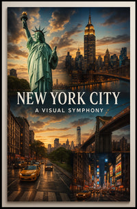 New York City Iconic Landmarks Poster Modern Wall Art