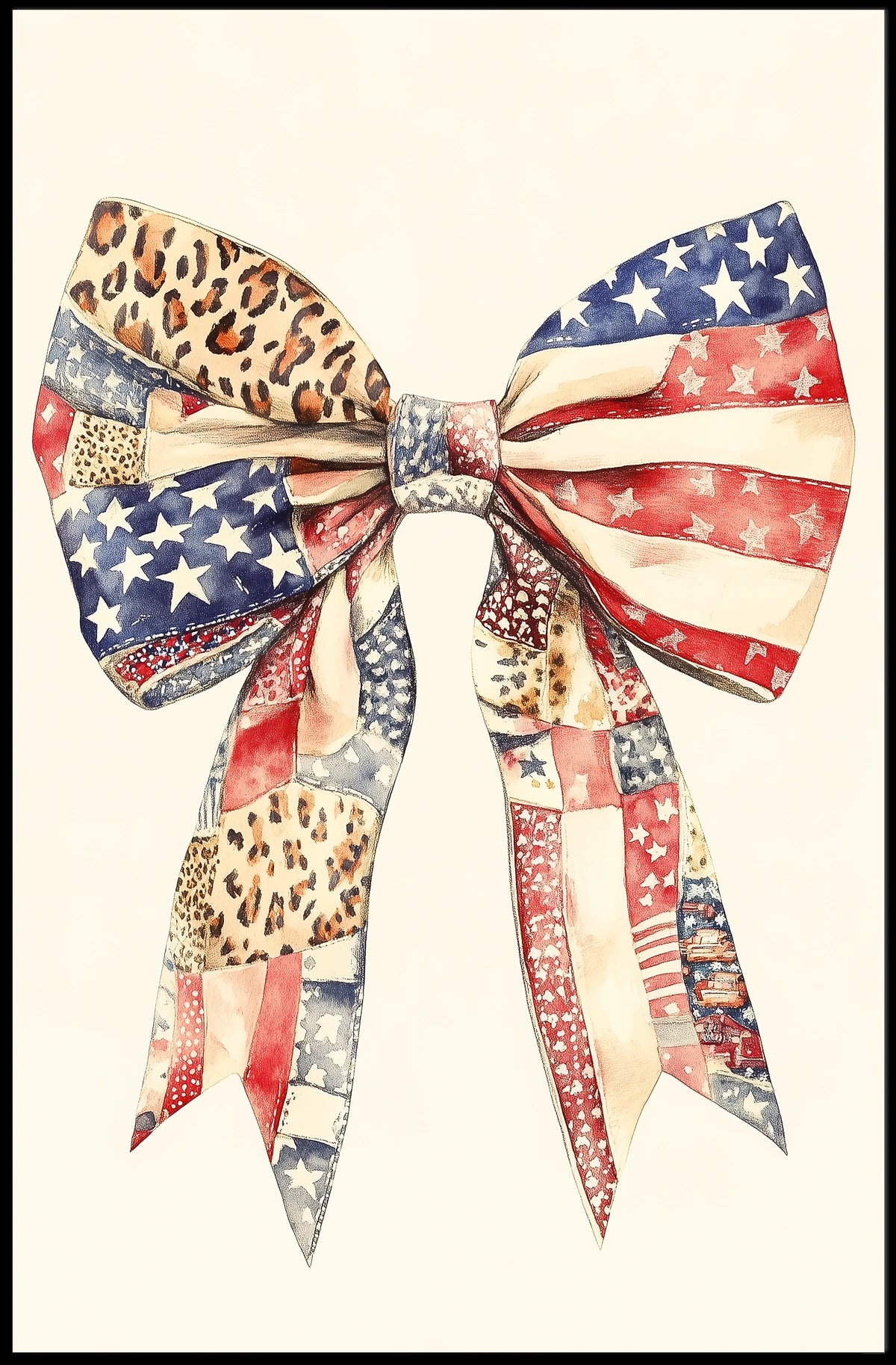 Large Coquette Bow American Flag Patriotic Wall Poster