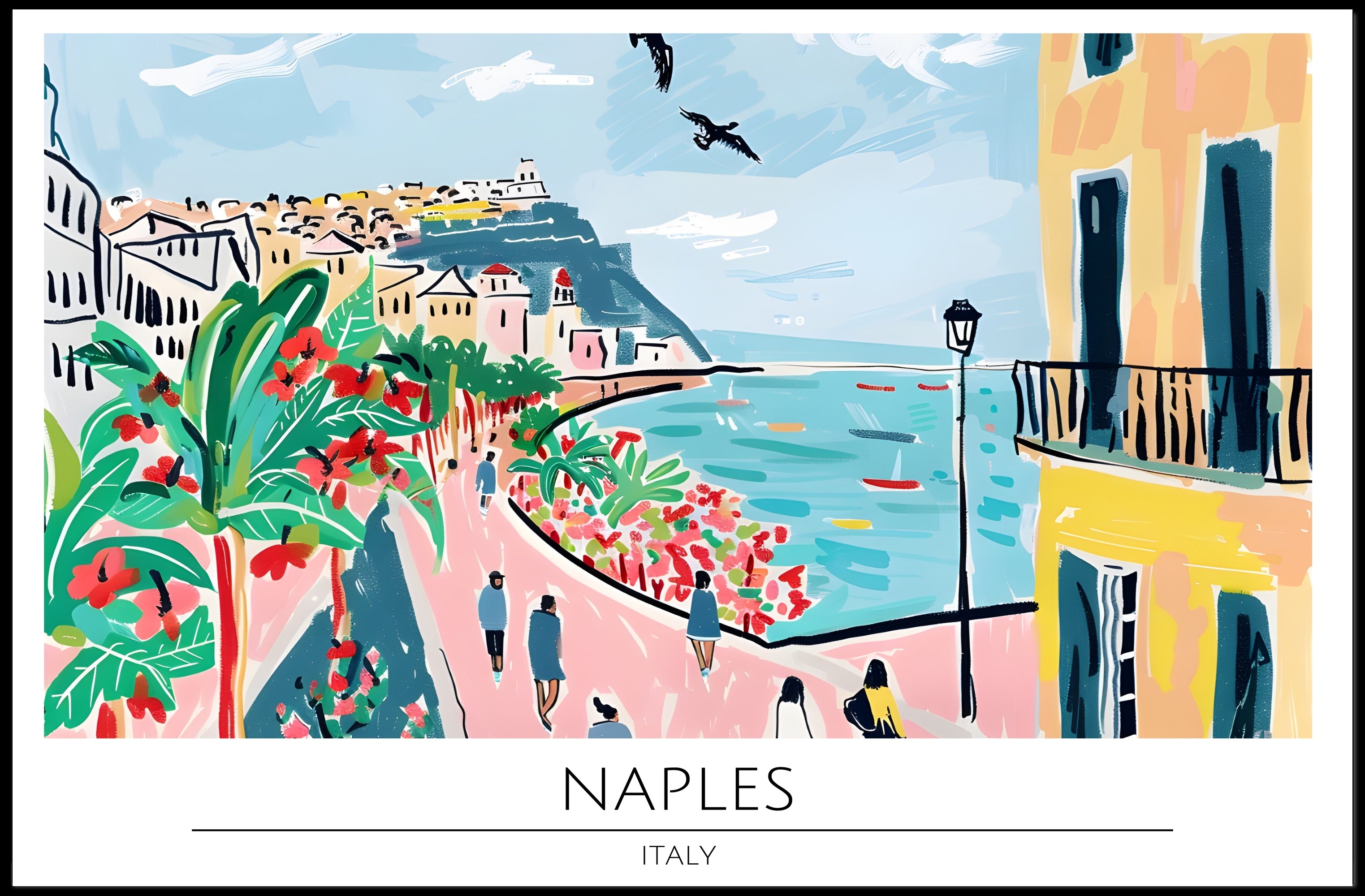 Vibrant Naples Seaside Poster PosterGoat