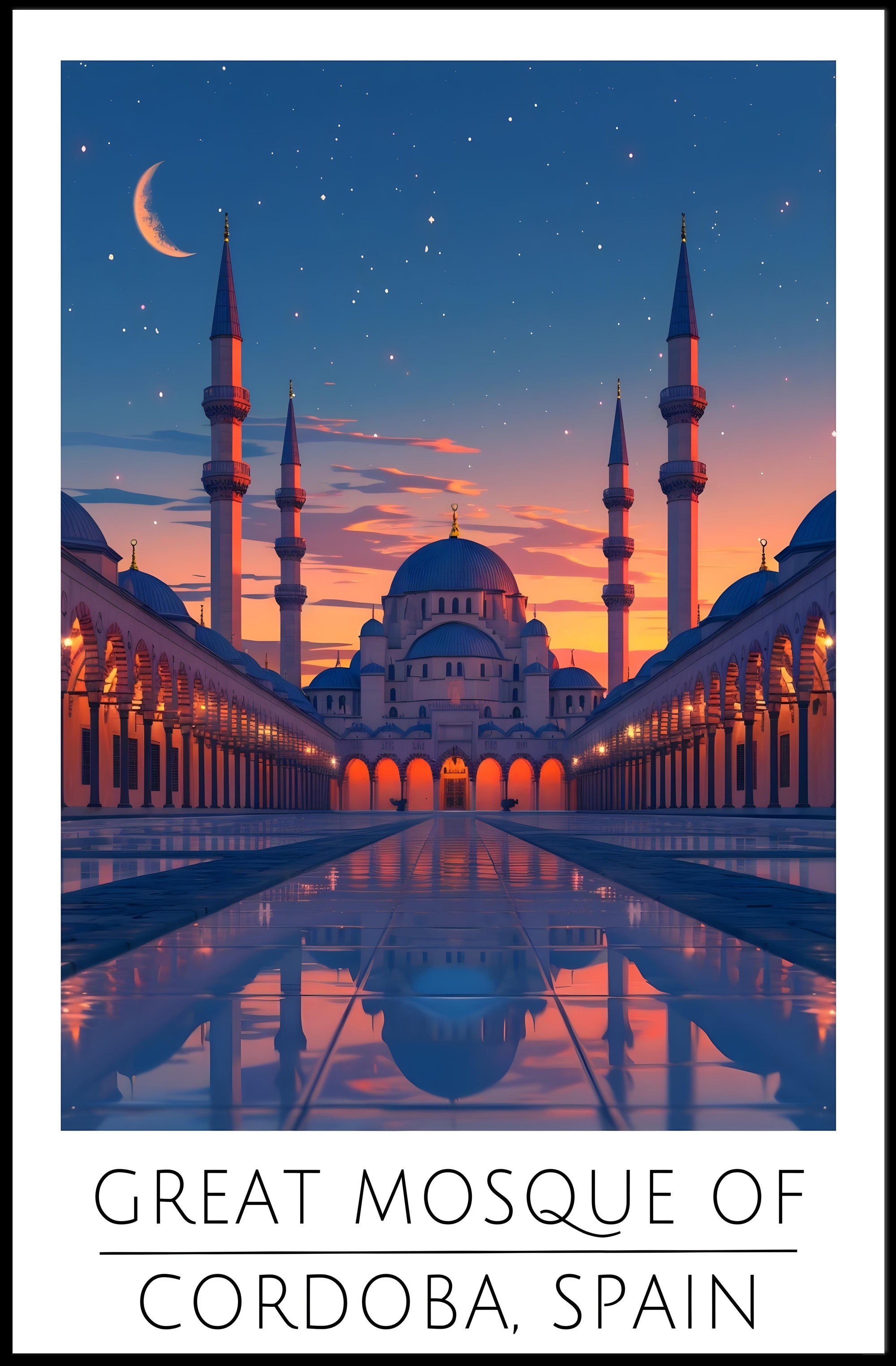 Great Mosque Twilight Serenity Cultural or Heritage Poster