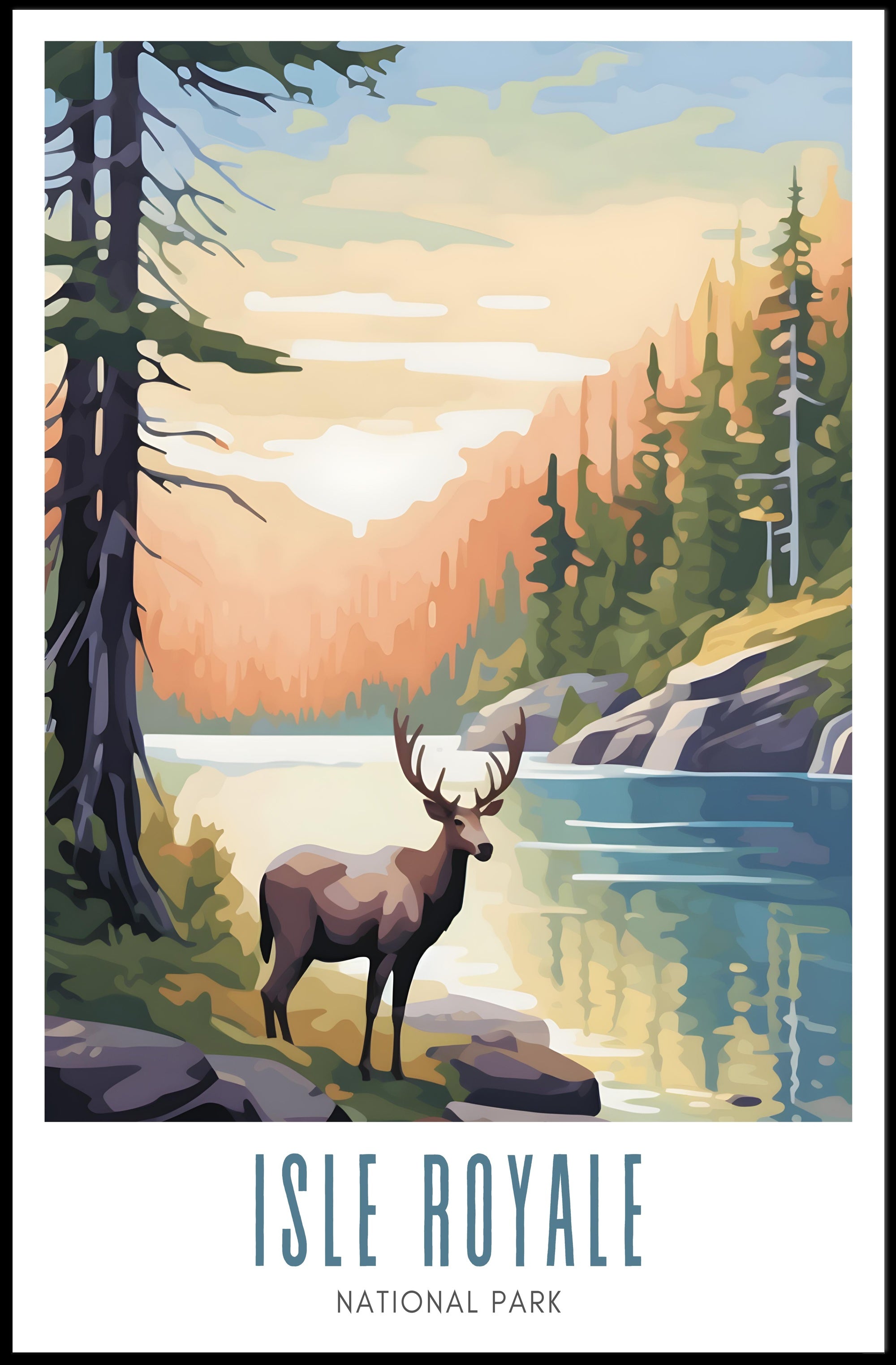 Isle Royale National Park Poster Vintage Travel Wall Art