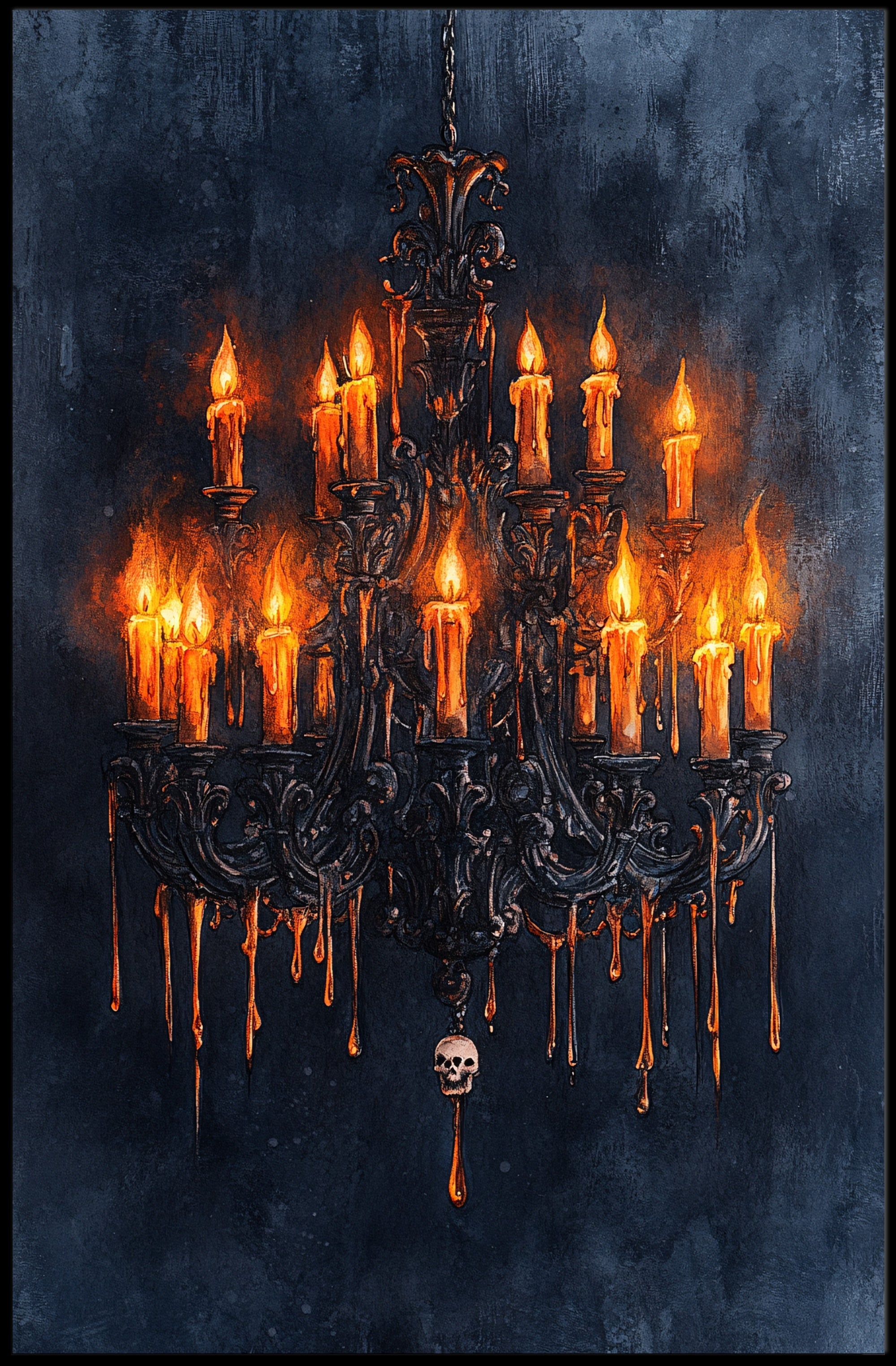 Gothic Chandelier Of Flames Poster