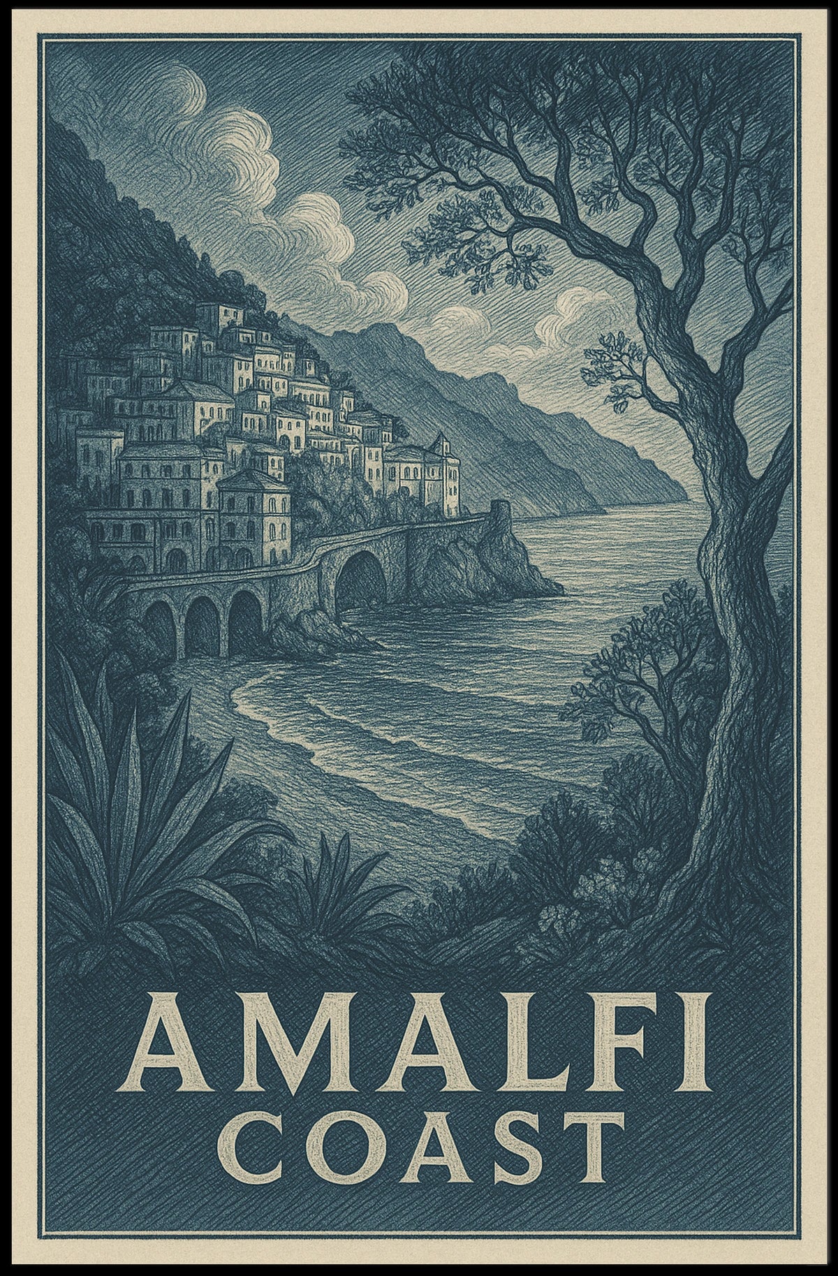 Amalfi Coast Poster Wall Art Print 18x24 Travel Decor