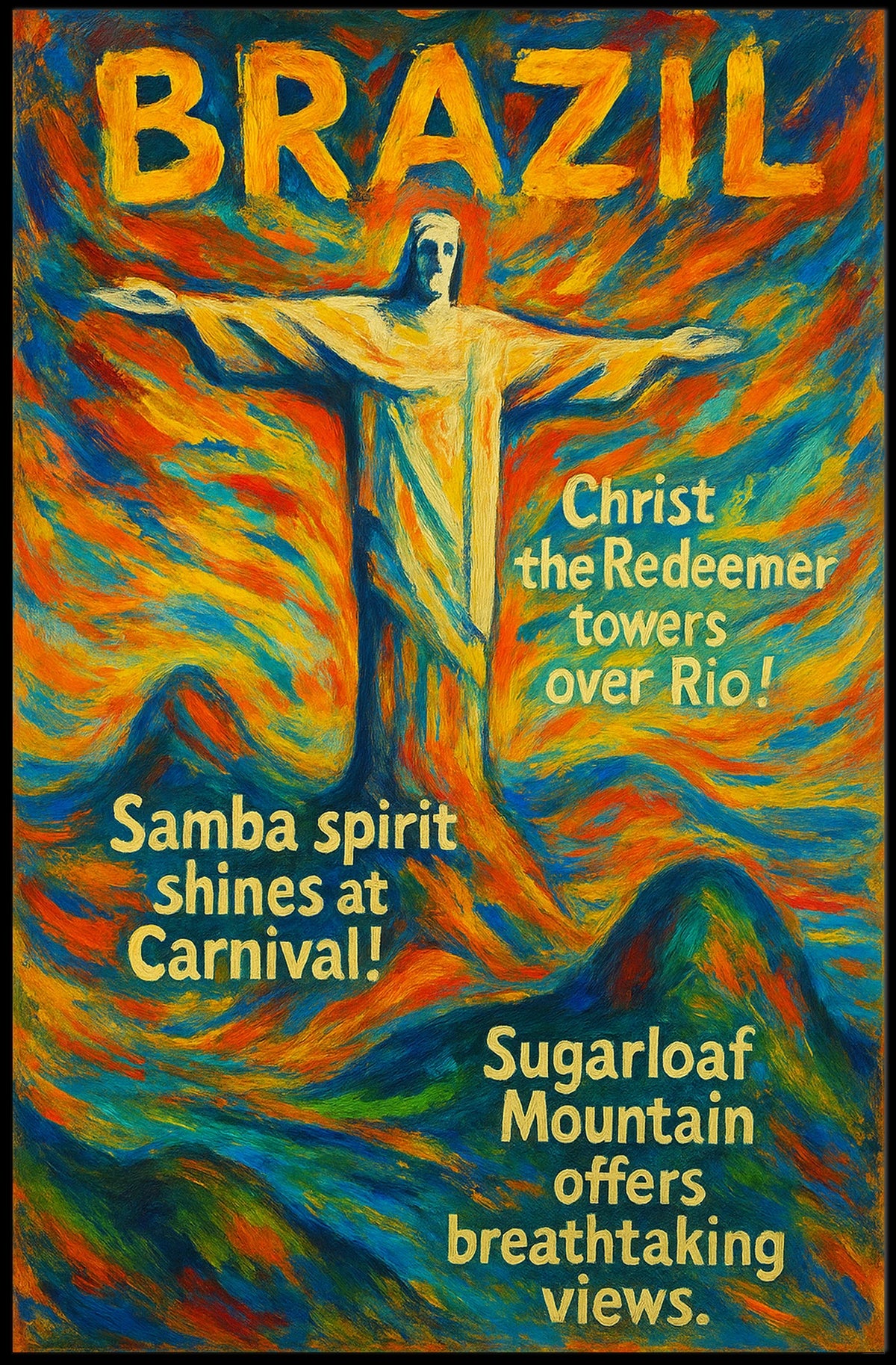 Brazilian Carnival Vibes: Rio Landmarks Art Poster