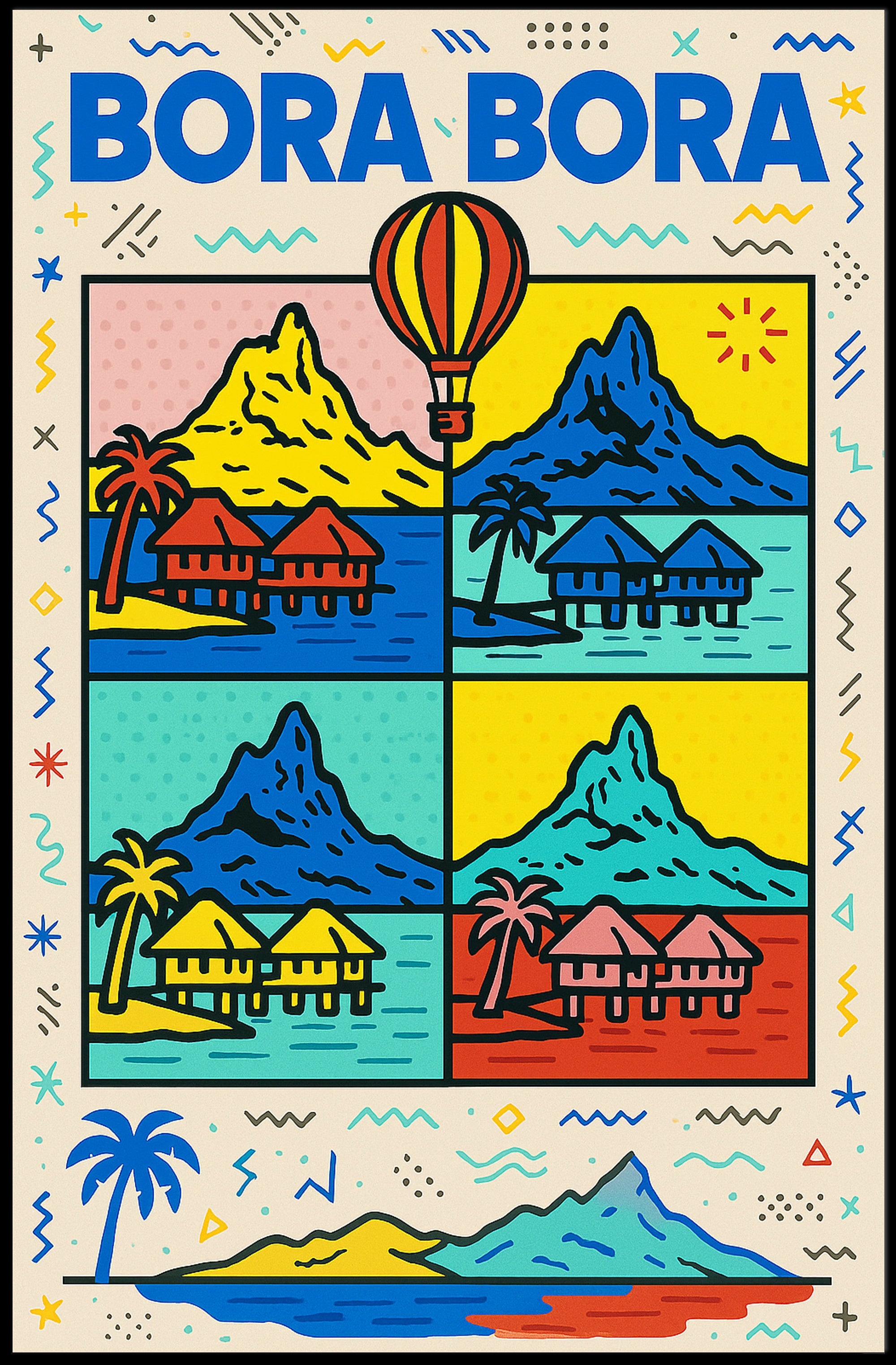 Tropical Bora Bora Pop Art Travel Poster PosterGoat